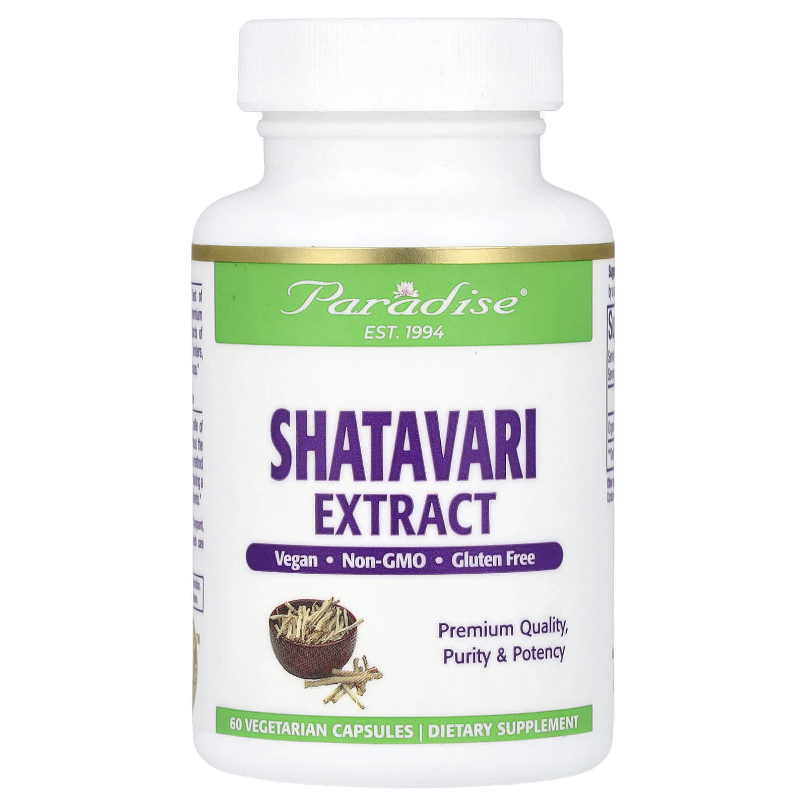 Paradise Herbs, Shatavari Extract, 60 Vegetarian Capsules (250 mg per Capsule) - Image 1