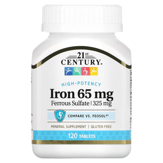 21st Century Iron Supplement, 65mg, 120 Tablets for Energy - Image 1