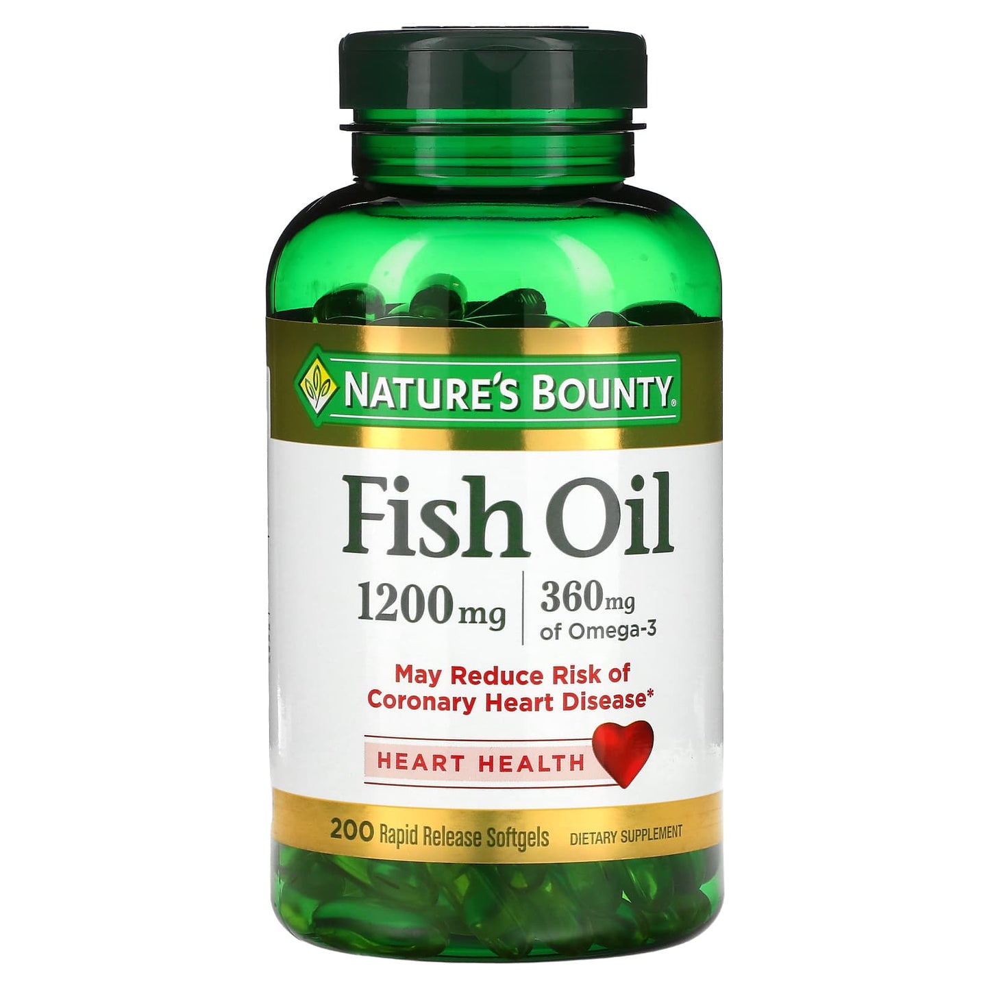 Nature's Bounty, Fish Oil, 1,200 mg, 200 Rapid Release Softgels - Image 1