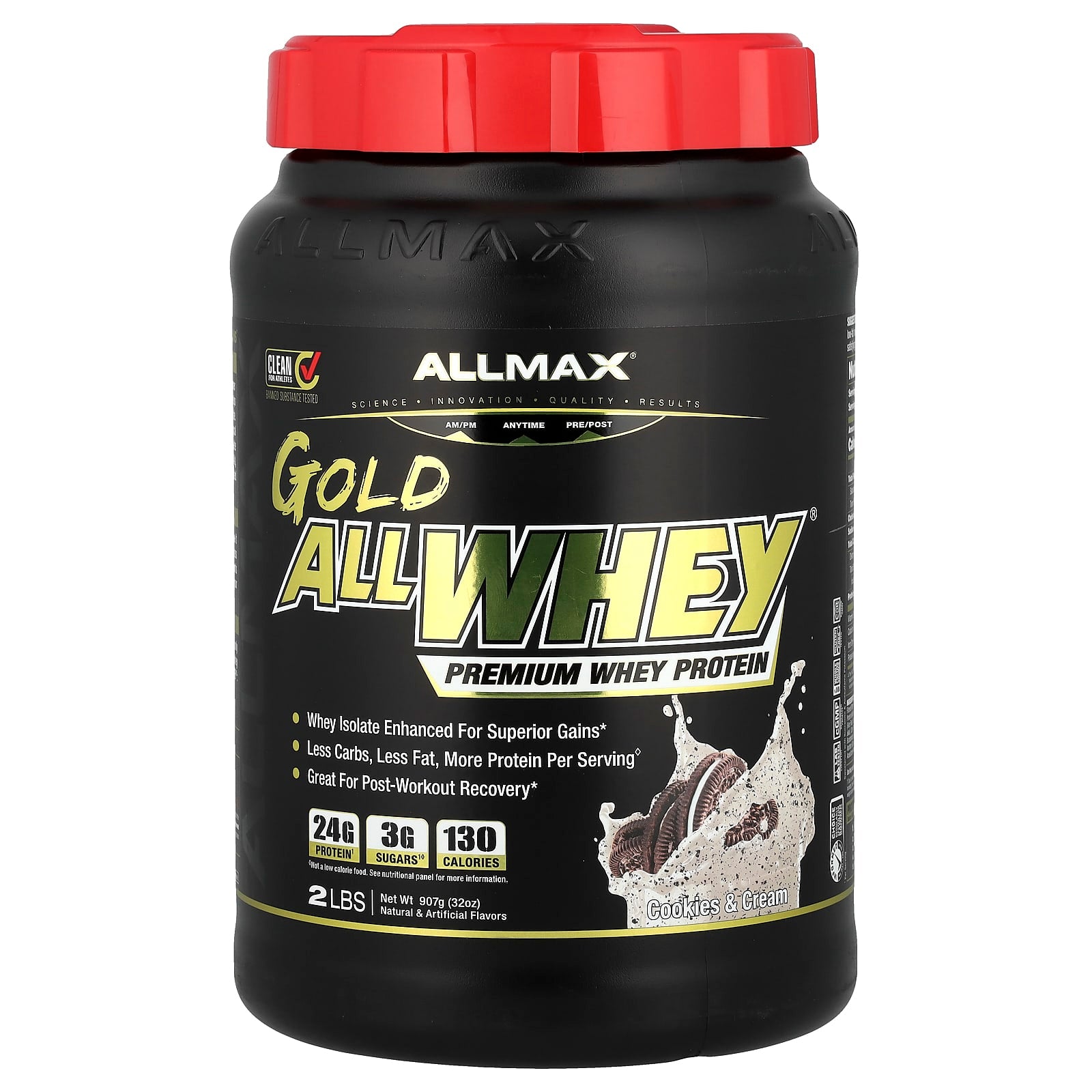 ALLMAX Gold AllWhey Premium Whey Protein Cookies & Cream 32 oz - Image 1