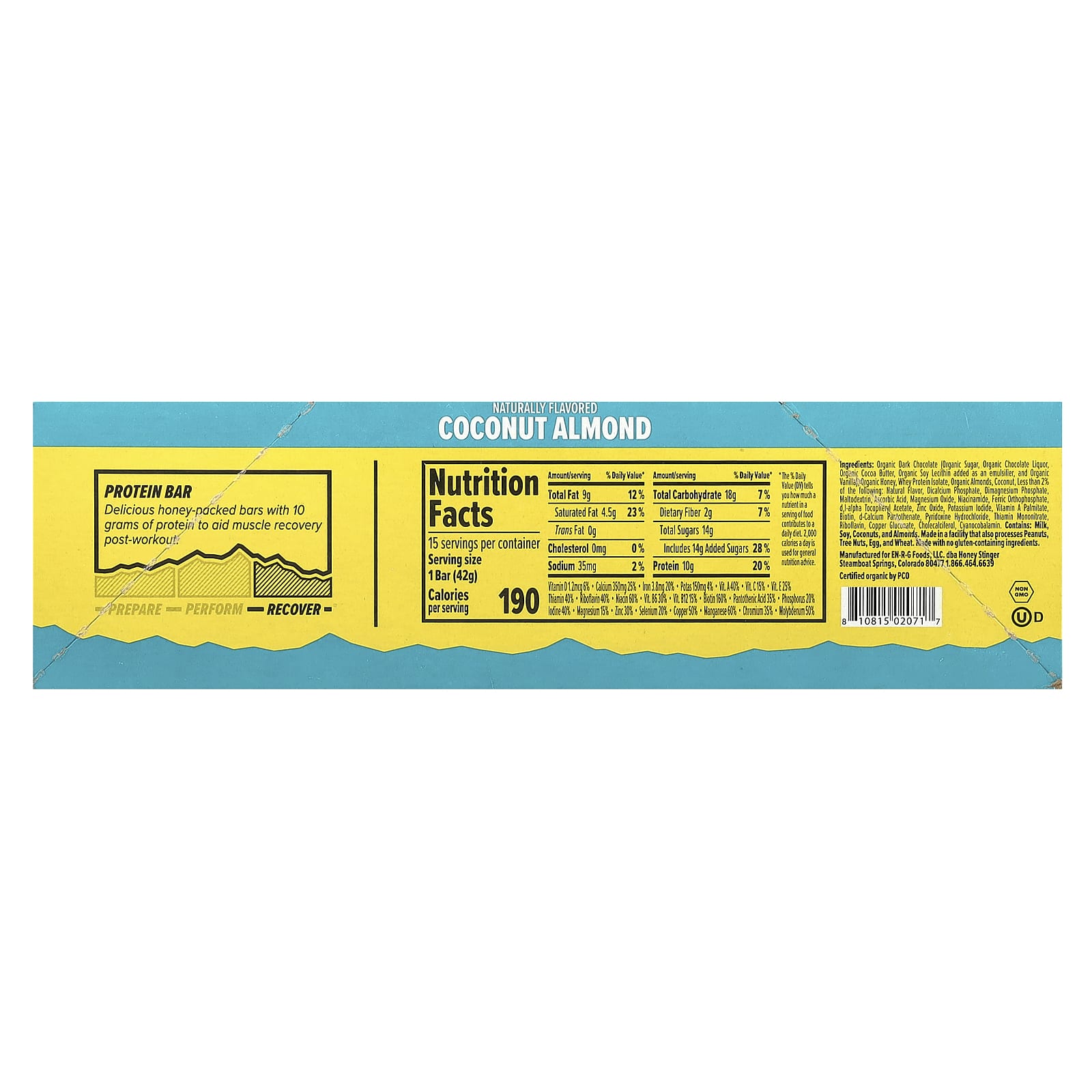 Honey Stinger Coconut Almond Protein Bars - 15 Count, 15g Protein - Image 2