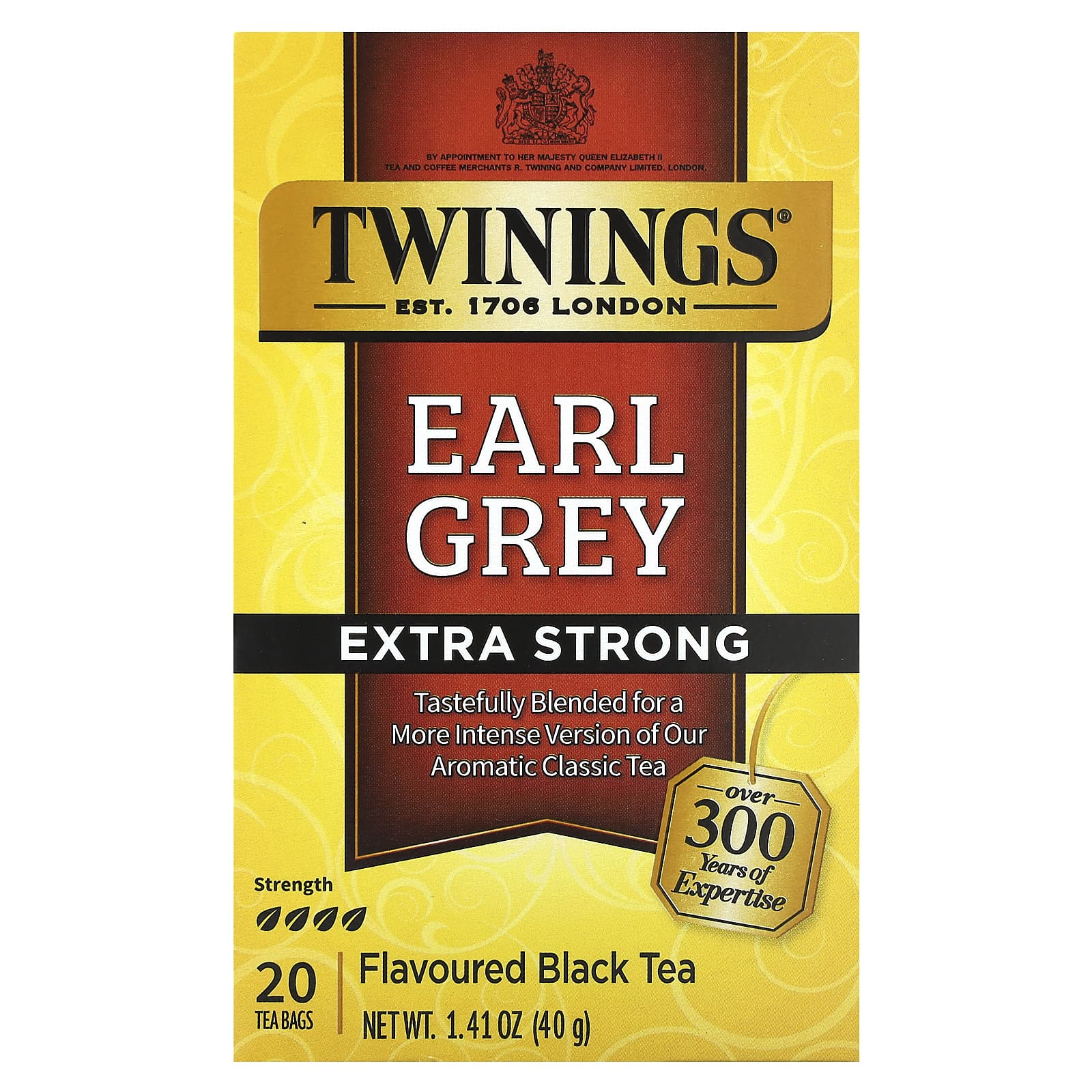 Twinings, Black Tea, Earl Grey, Extra Strong, 20 Tea Bags, 1.41 oz (40 g) - Image 1