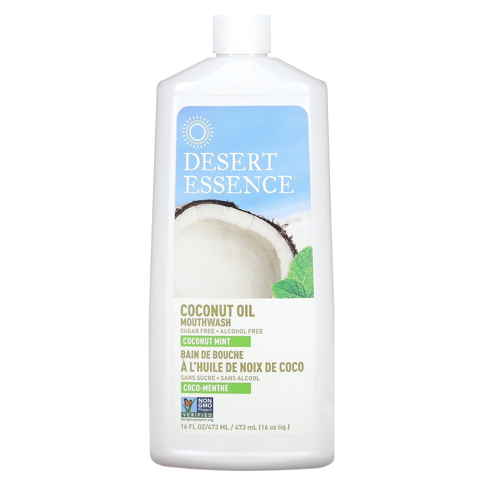 Desert Essence Coconut Oil Mouthwash with Coconut Mint, 16 fl oz - Image 1