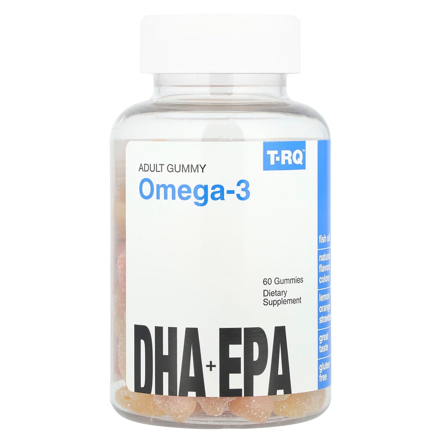 T-RQ, Adult Gummy Omega-3, DHA + EPA, Lemon, Orange, Strawberry, 60 Gummies - Image 1