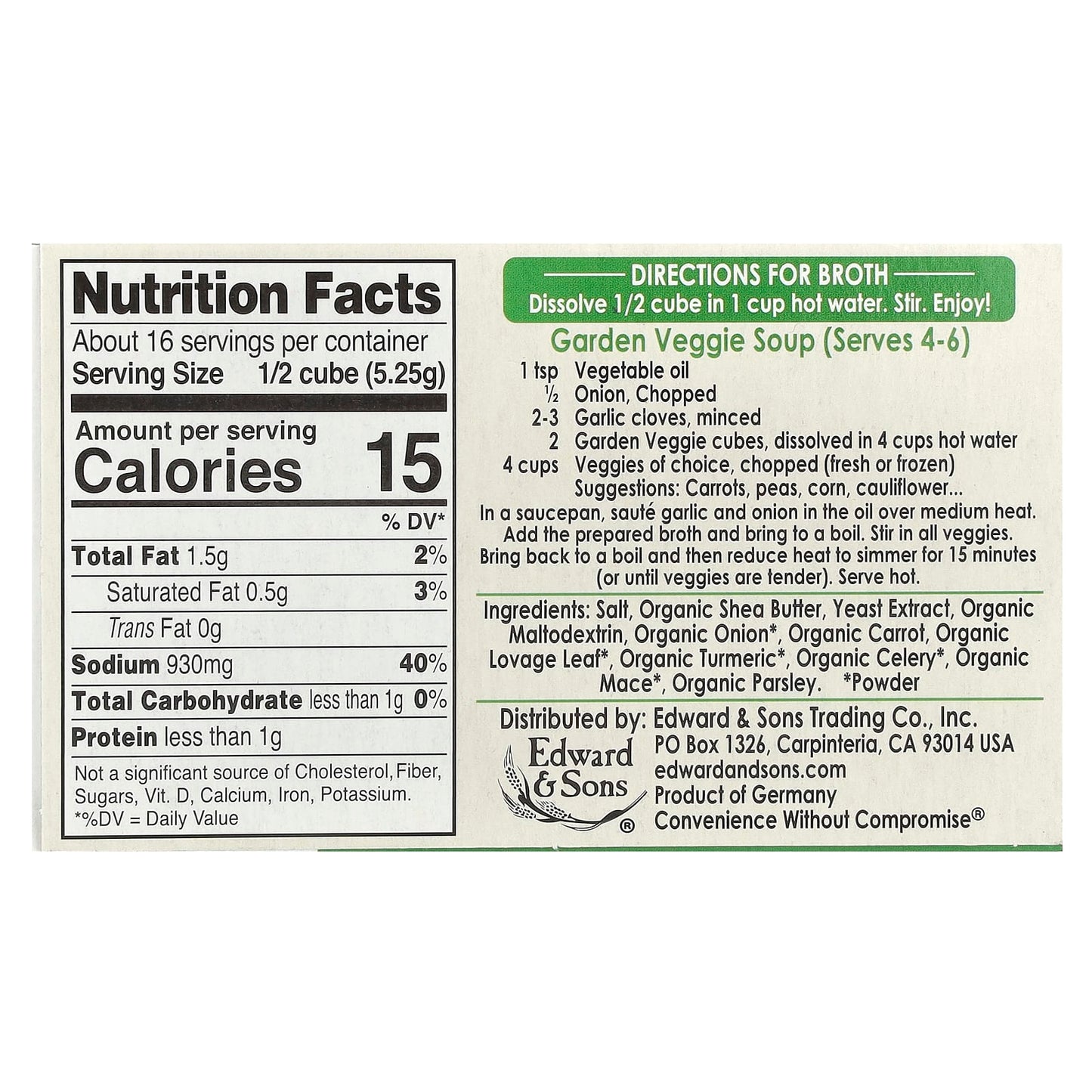 Vegan Garden Veggie Bouillon Cubes by Edward & Sons, 8 Cubes - Image 2