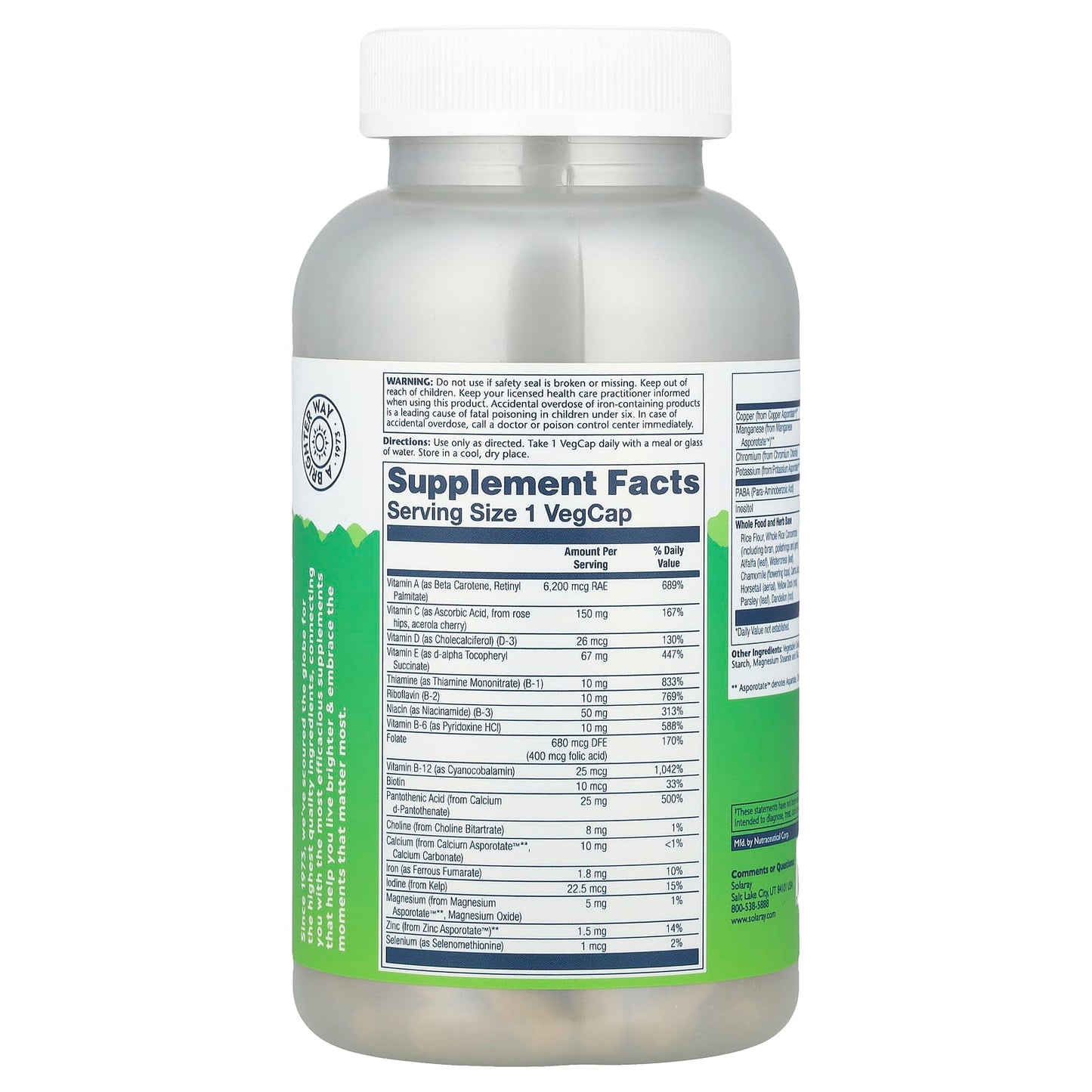Solaray, Once Daily High Energy Multivitamin, 180 VegCaps - Image 2