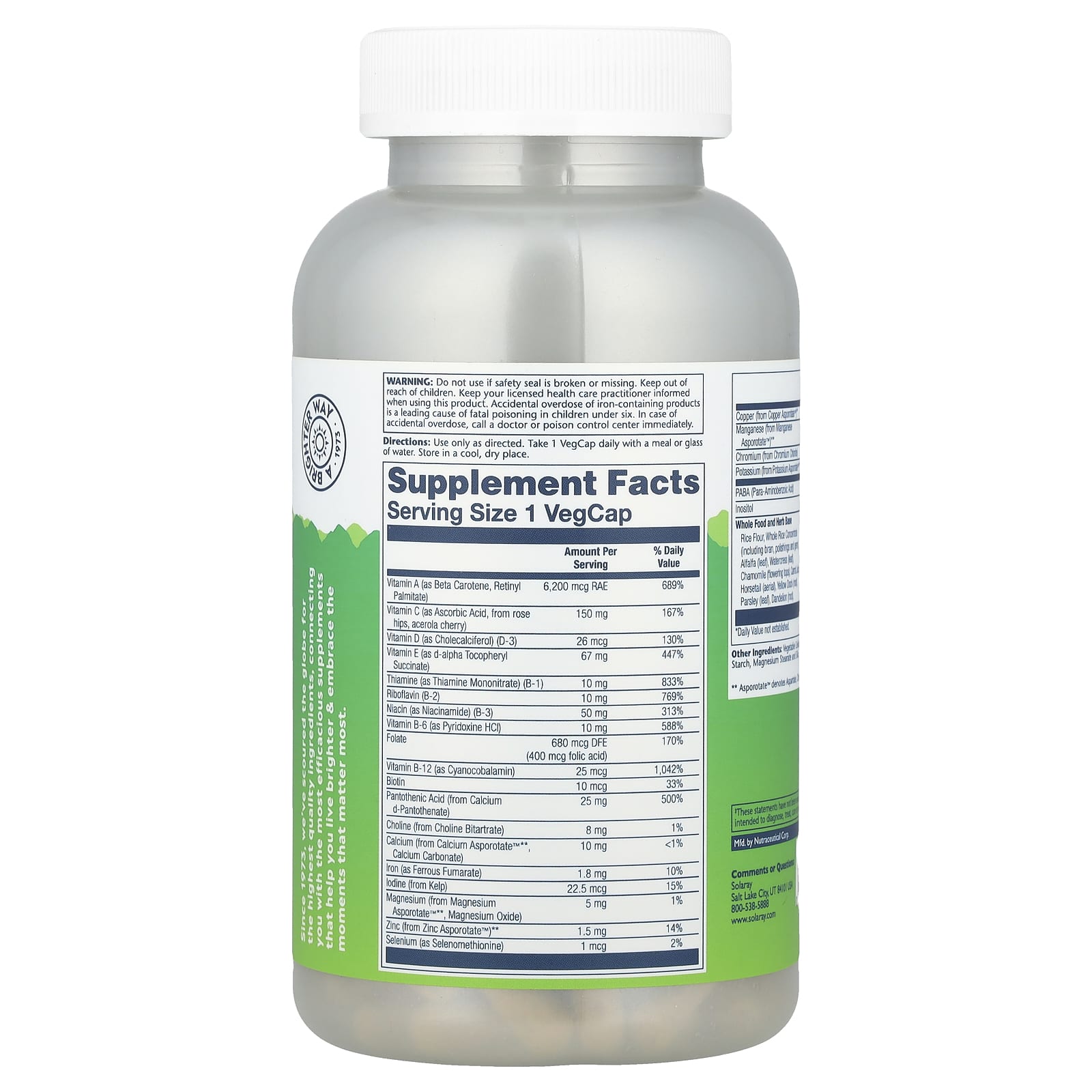 Solaray, Once Daily High Energy Multivitamin, 180 VegCaps - Image 2
