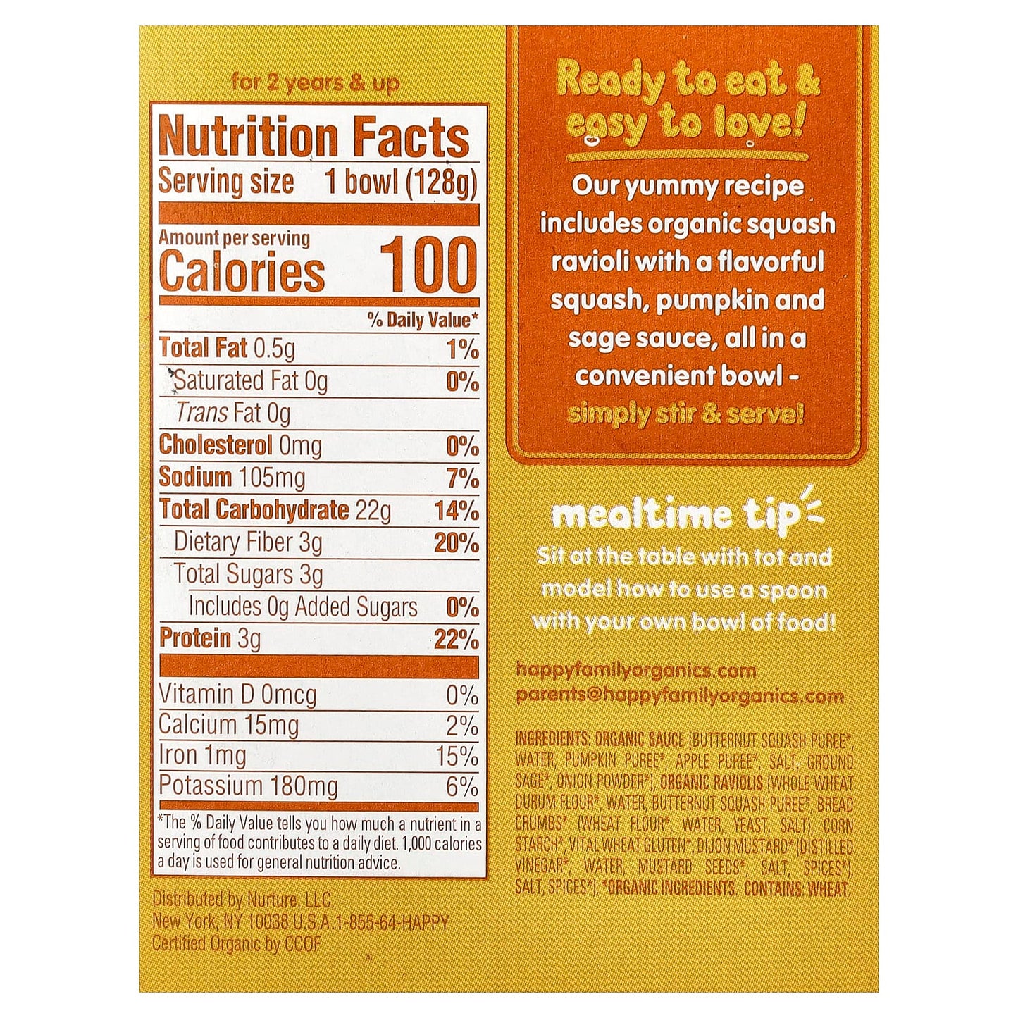 Happy Family Organic Squash Ravioli for Toddlers 2+ Years - Image 2