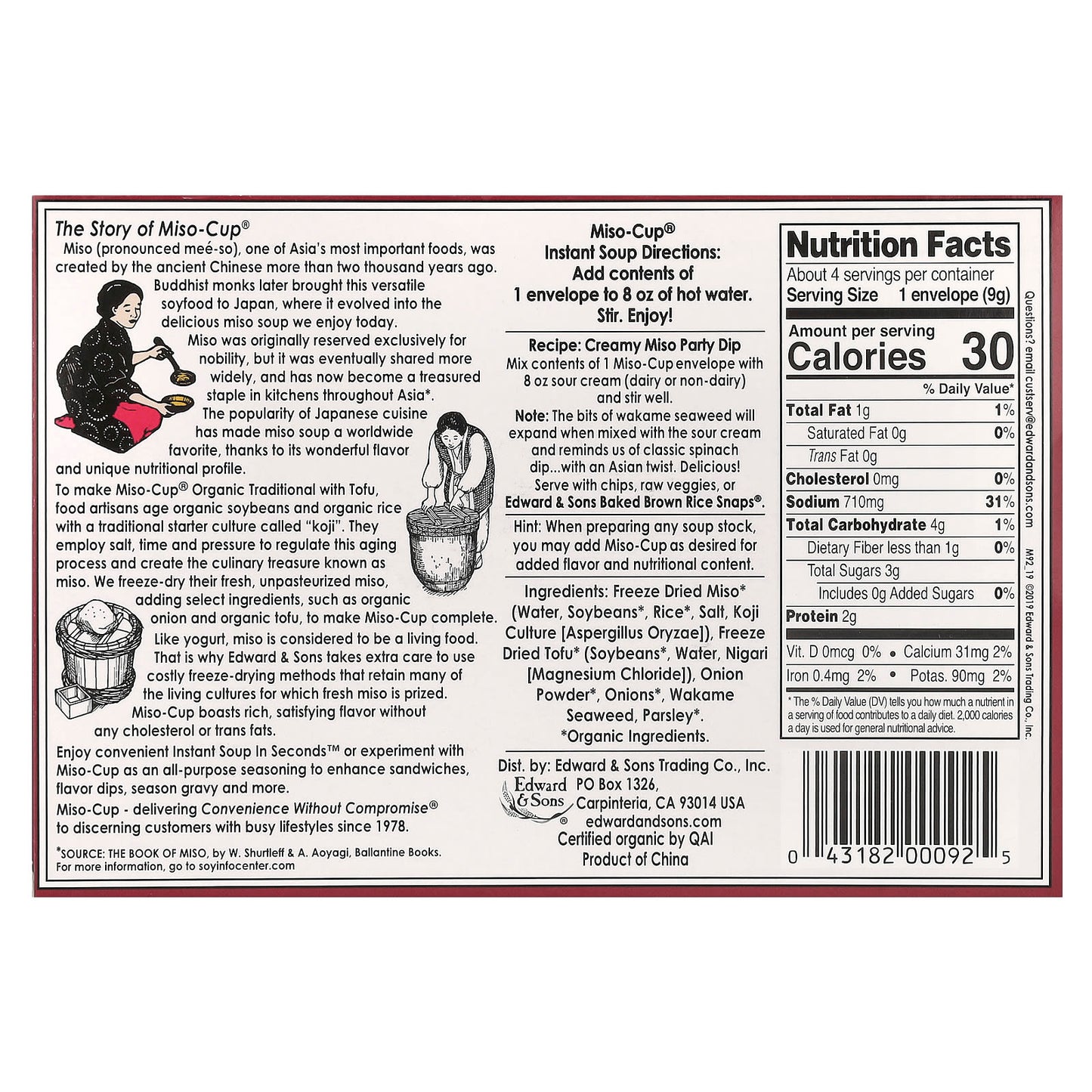 Organic Miso-Cup Traditional with Tofu, 4 Servings, Gluten Free - Image 2