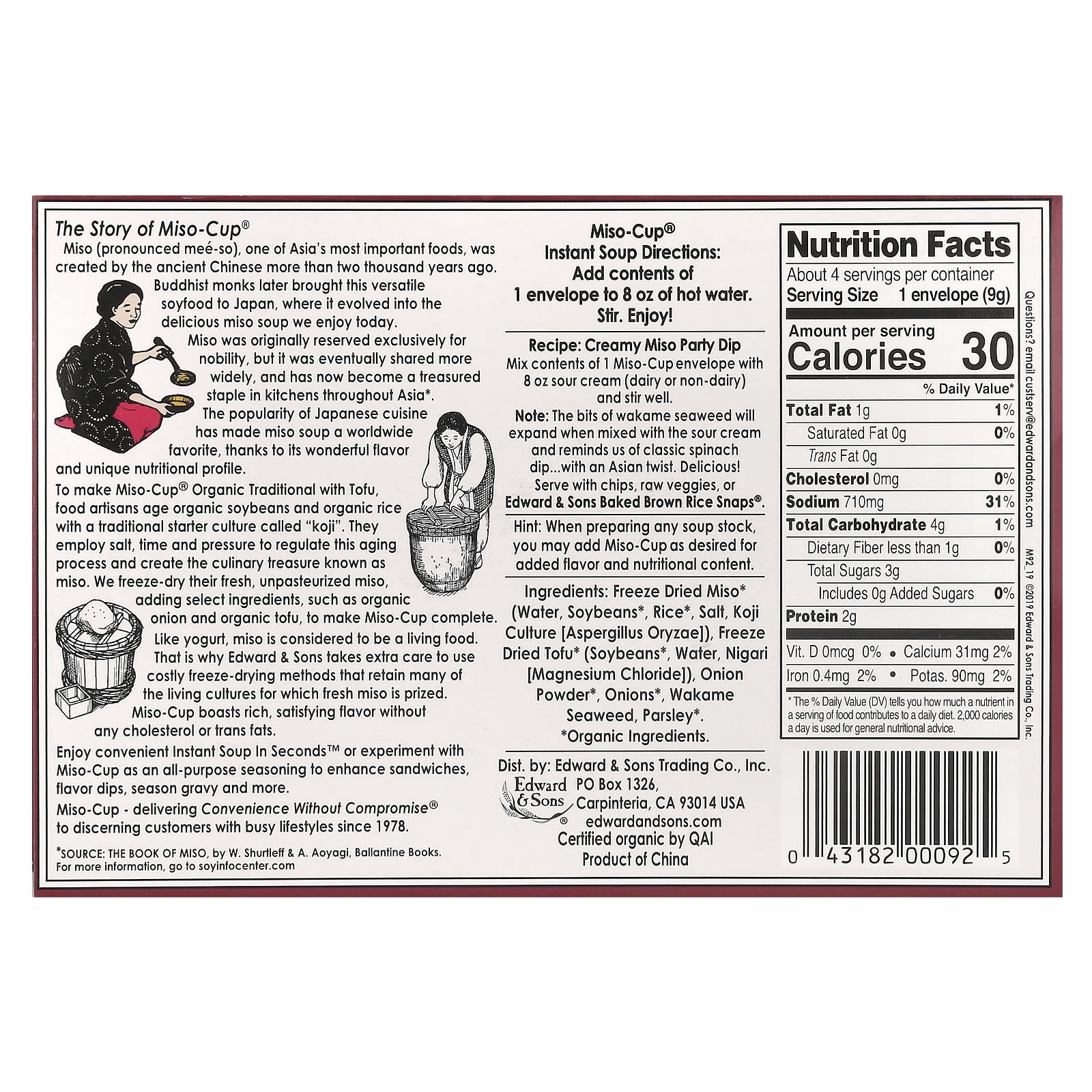 Organic Miso-Cup Traditional with Tofu, 4 Servings, Gluten Free - Image 2