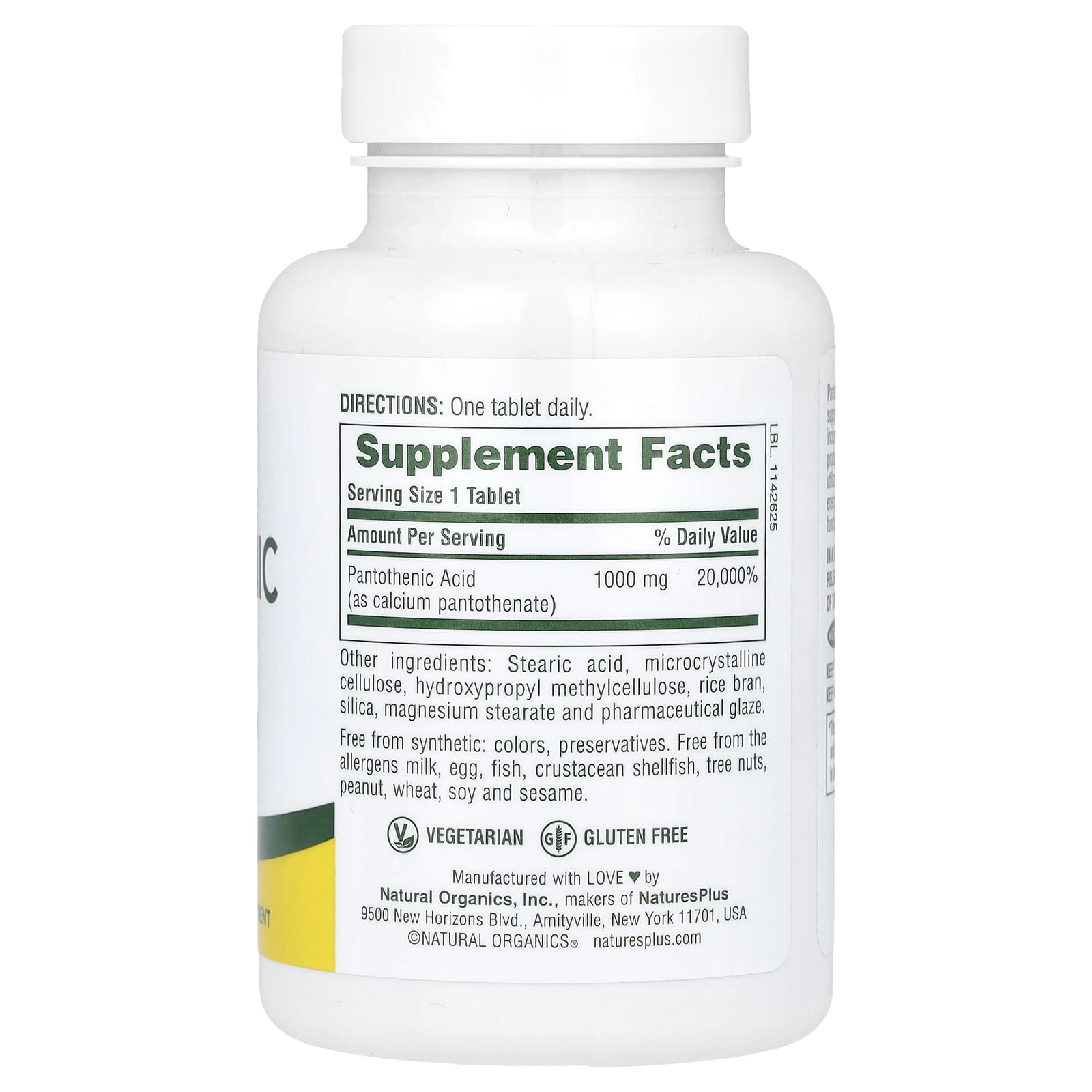 NaturesPlus, Pantothenic Acid, 1,000 mg, 60 Tablets - Image 2