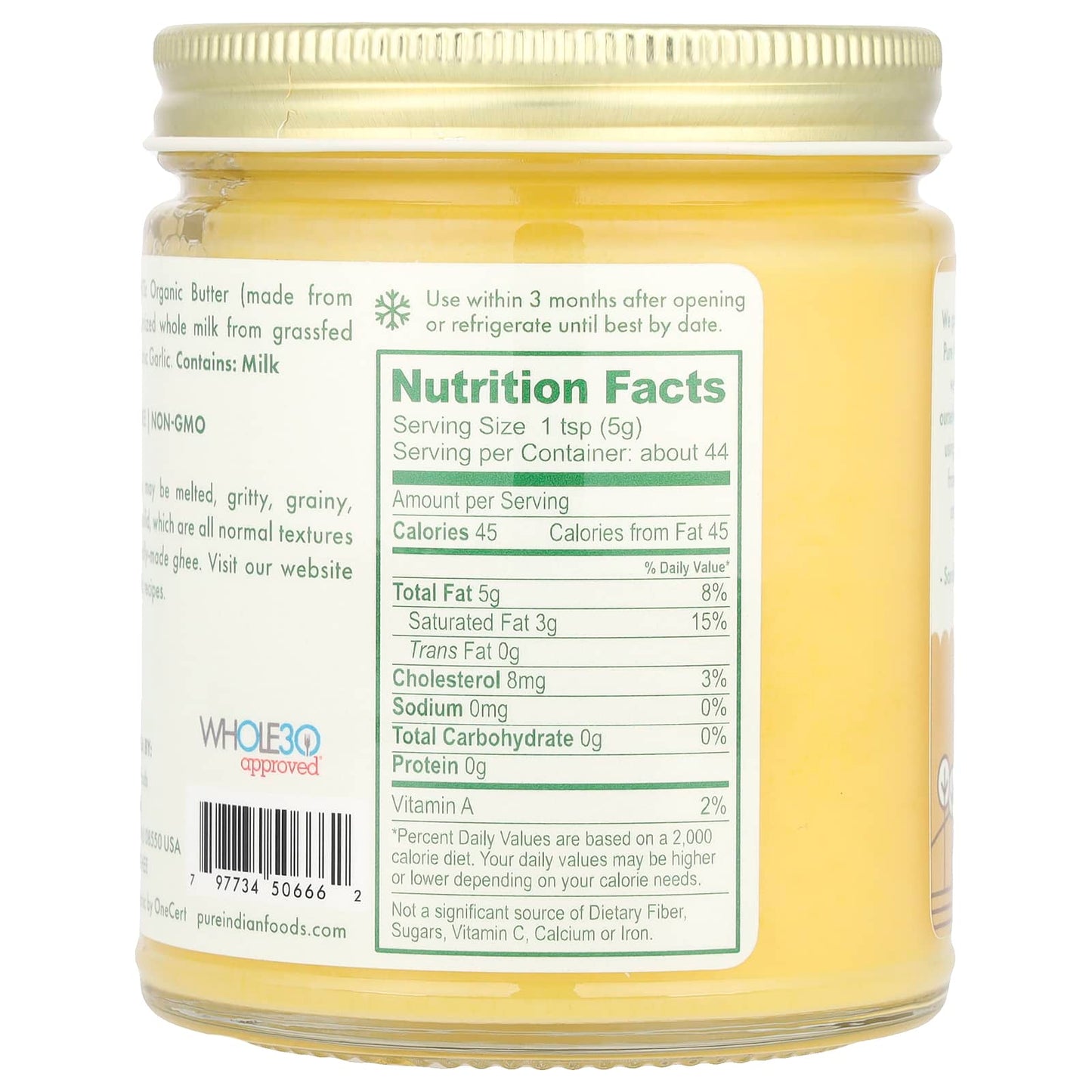 Pure Indian Foods, Organic Grassfed Garlic Ghee, 7.8 oz (220 g) - Image 2