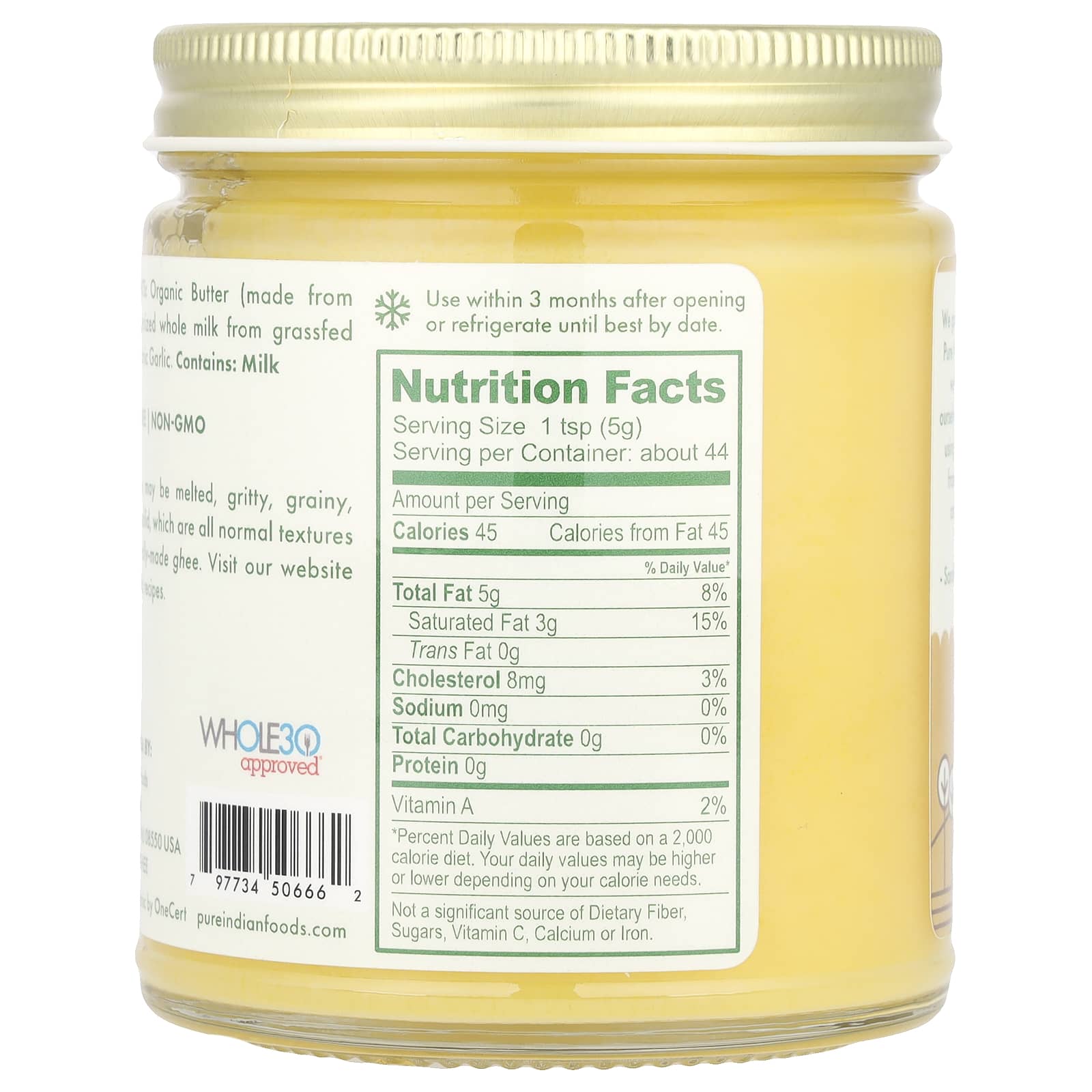 Pure Indian Foods, Organic Grassfed Garlic Ghee, 7.8 oz (220 g) - Image 2