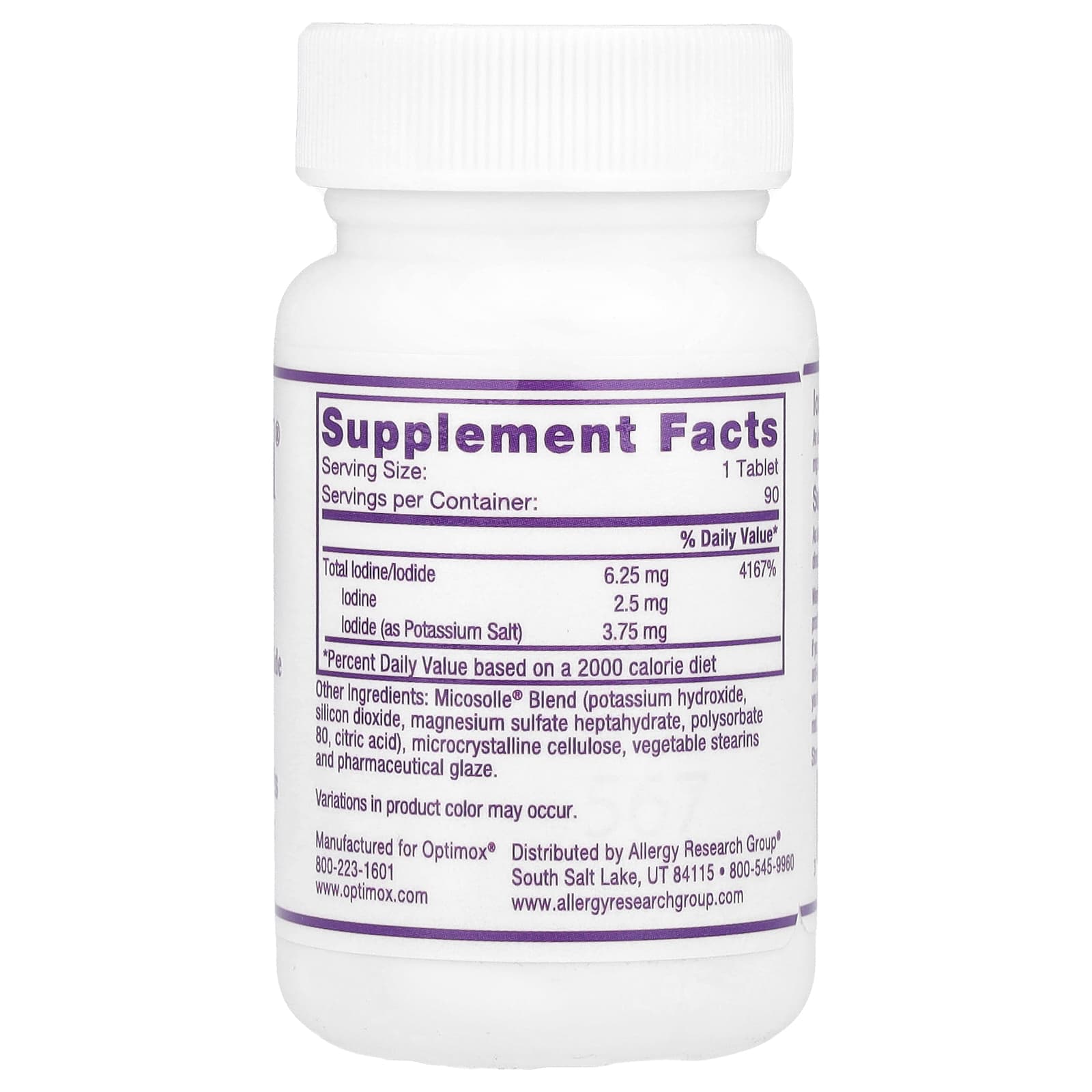 Optimox, Iodoral®, IOD, High Potency, 6.25 mg, 90 Scored Tablets - Image 2