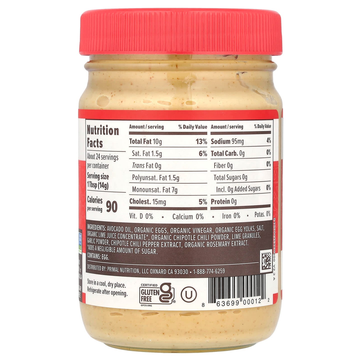 Primal Kitchen, Chipotle Lime Real Mayonnaise Made with Avocado Oil, 12 fl oz (355 ml) - Image 2