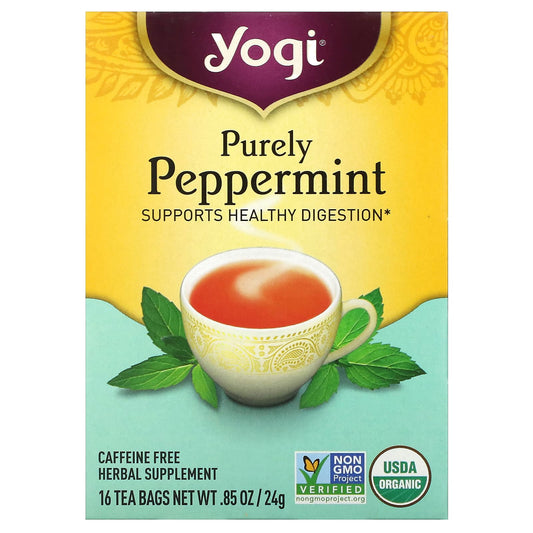 Yogi Tea, Purely Peppermint, Caffeine Free, 16 Tea Bags, 0.85 oz (24 g) - Image 1