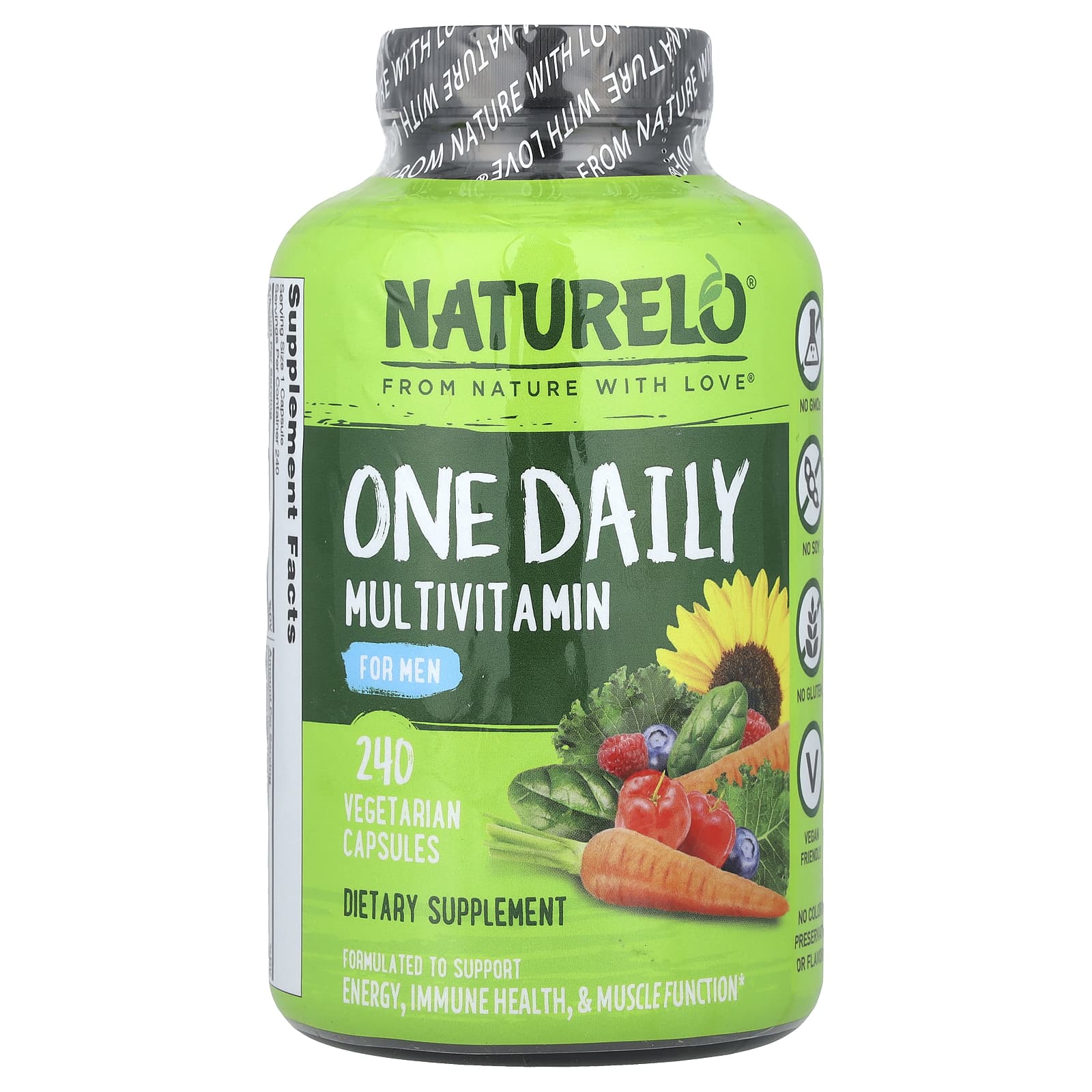 NATURELO, One Daily Multivitamin For Men, 240 Vegetarian Capsules - Image 1