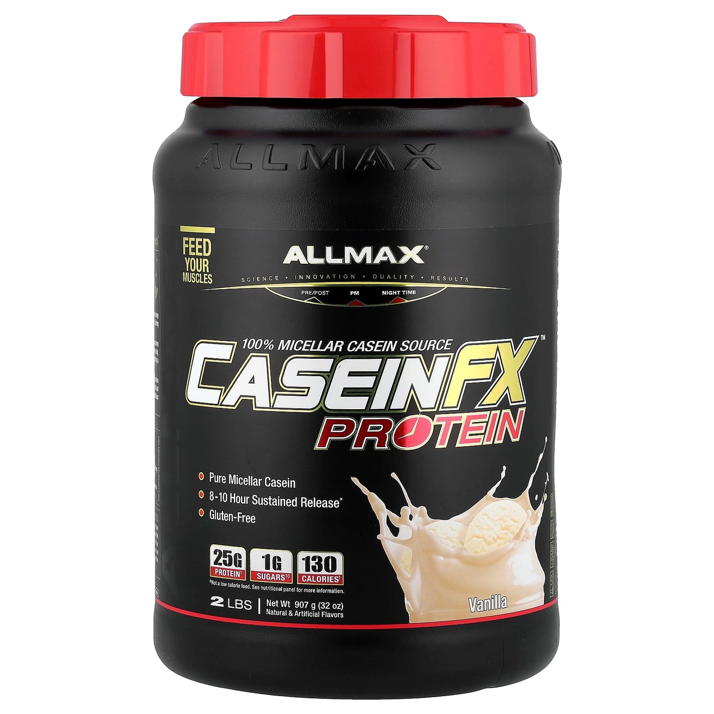 ALLMAX Casein-FX 100% Micellar Casein Protein, Vanilla, 2 lbs - Image 1