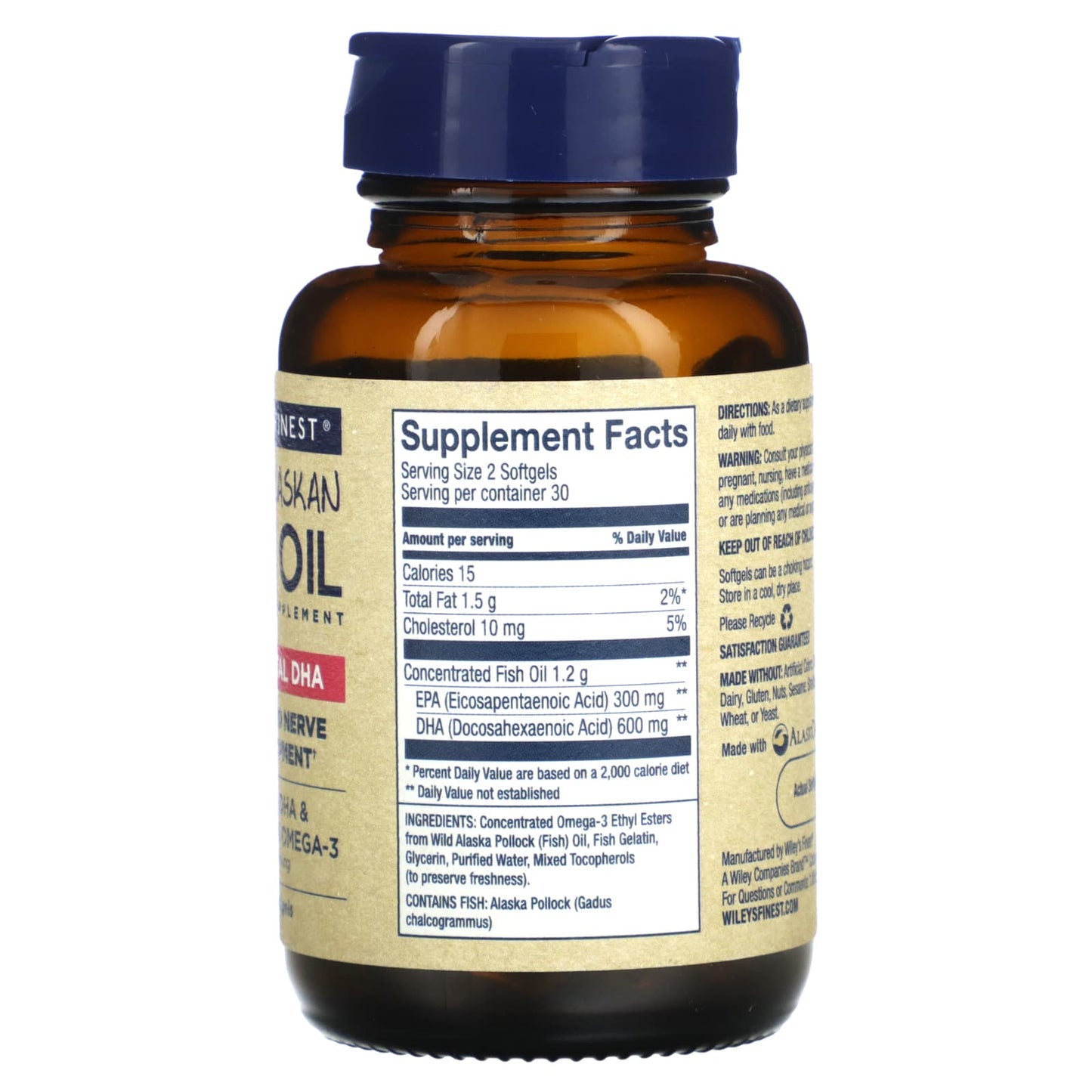 Wiley's Finest, Wild Alaskan Fish Oil, Prenatal DHA, 60 Softgels - Image 2