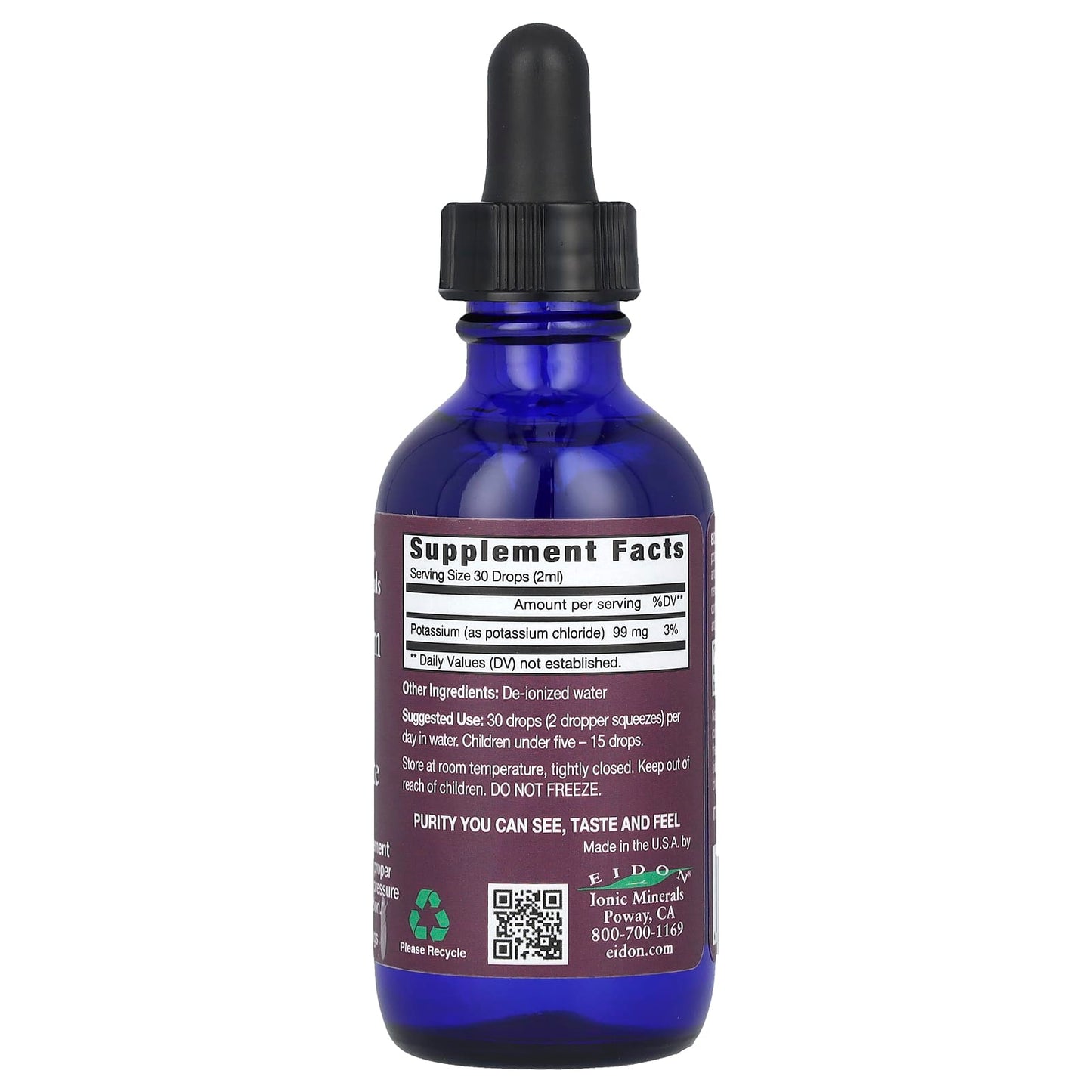 Eidon Potassium Liquid Concentrate, 2 oz (60ml) - Ionic Mineral Supplement - Image 2