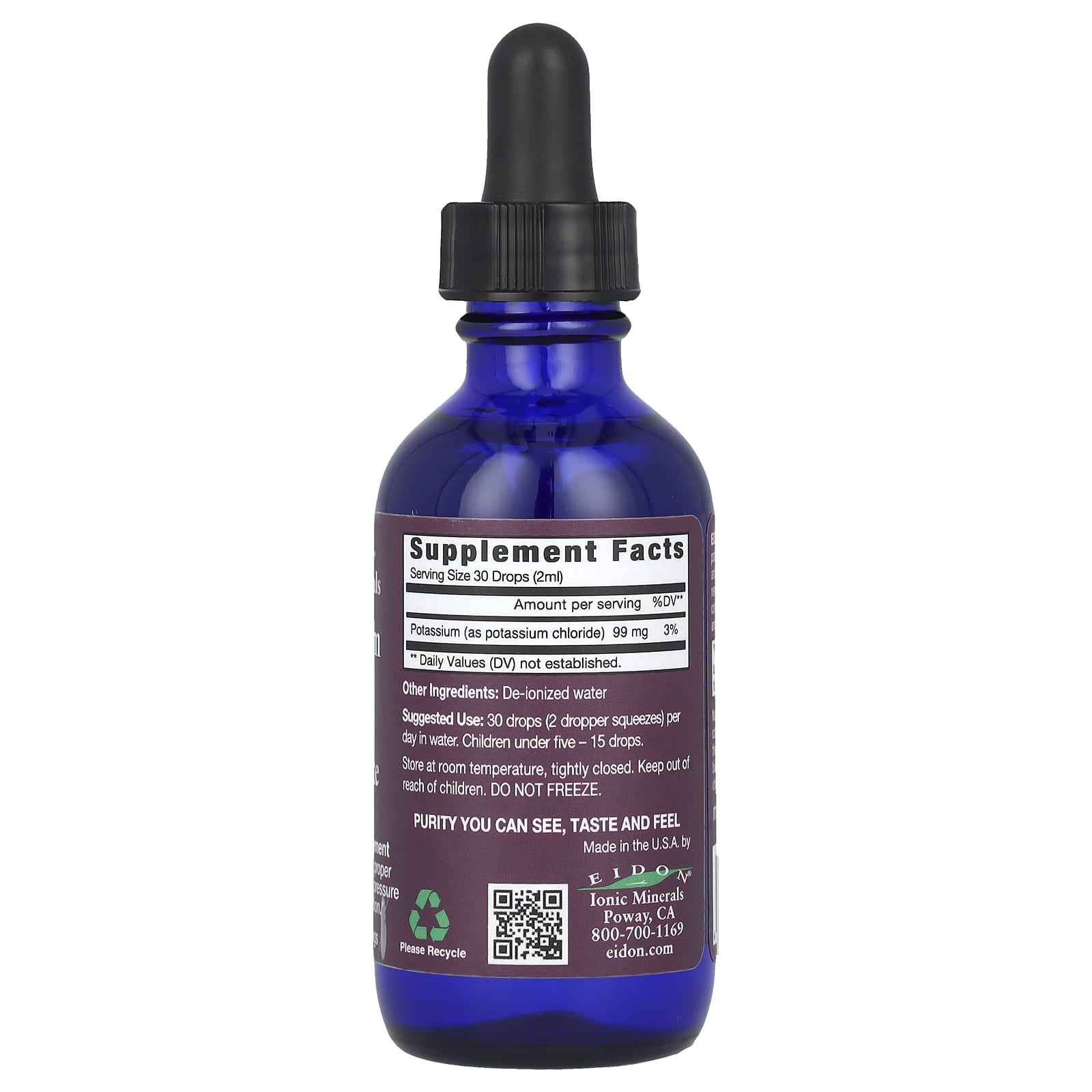 Eidon Potassium Liquid Concentrate, 2 oz (60ml) - Ionic Mineral Supplement - Image 2
