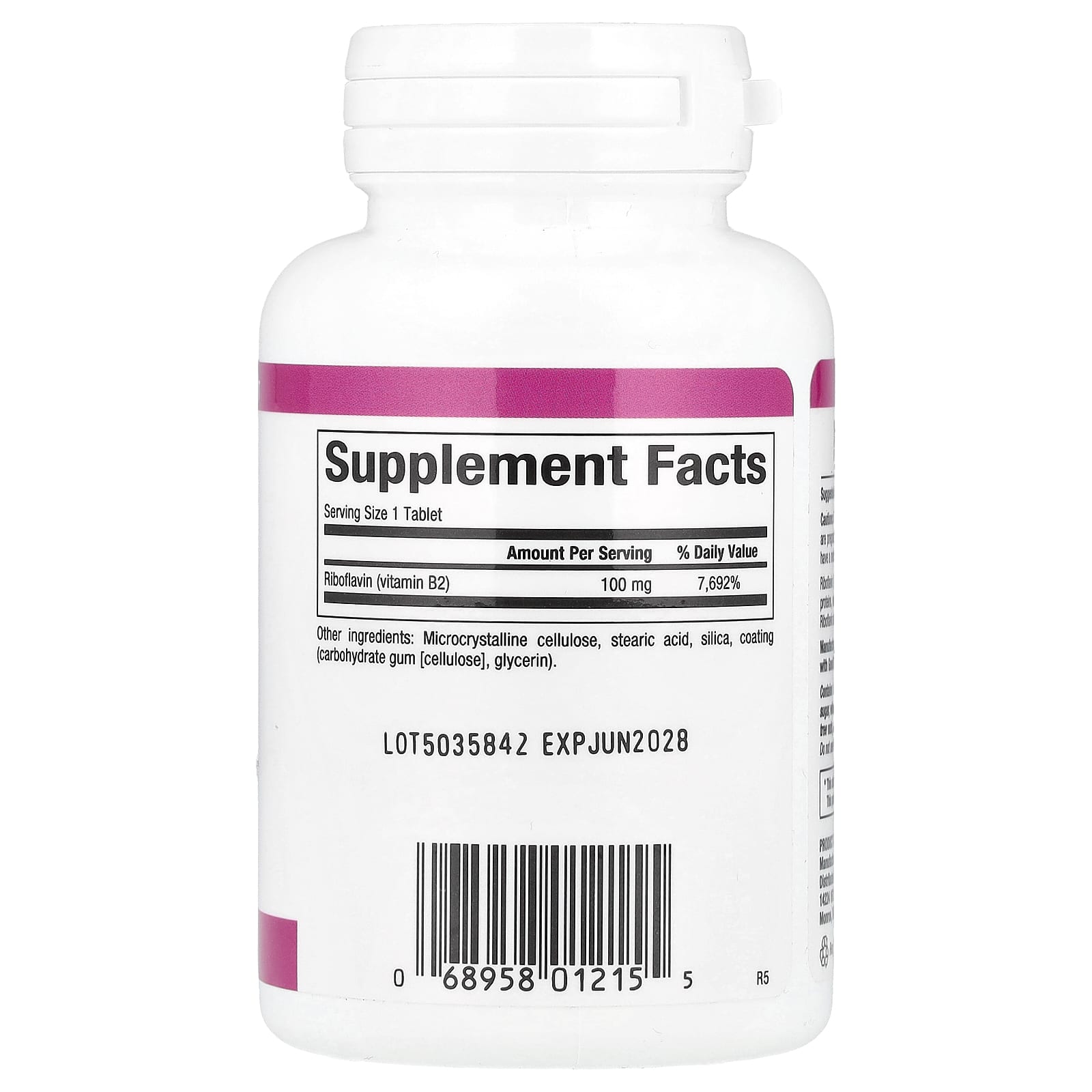 Natural Factors, Vitamin B2, Riboflavin, 100 mg, 90 Tablets - Image 2