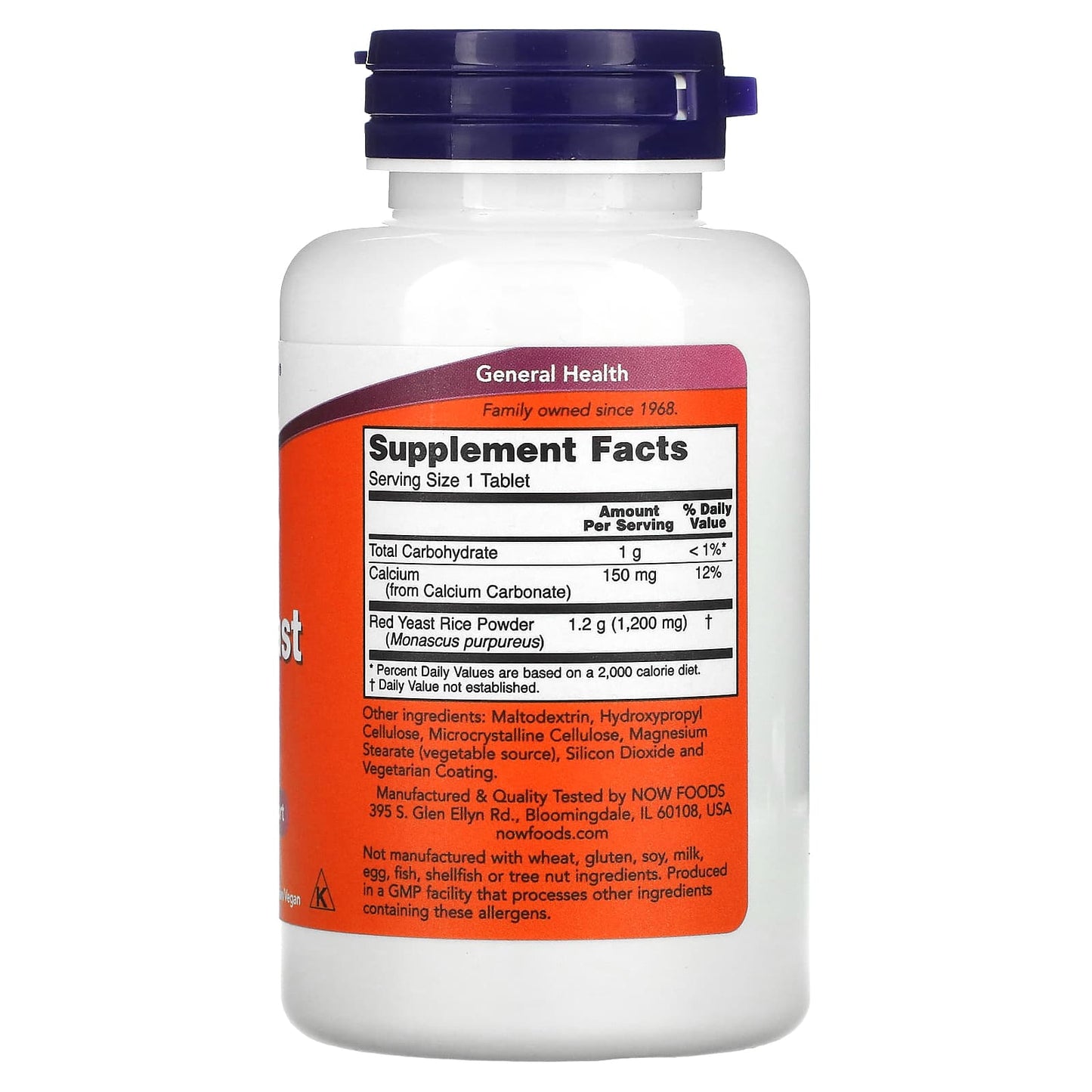 NOW Foods, Red Yeast Rice, 1,200 mg, 60 Tablets - Image 2