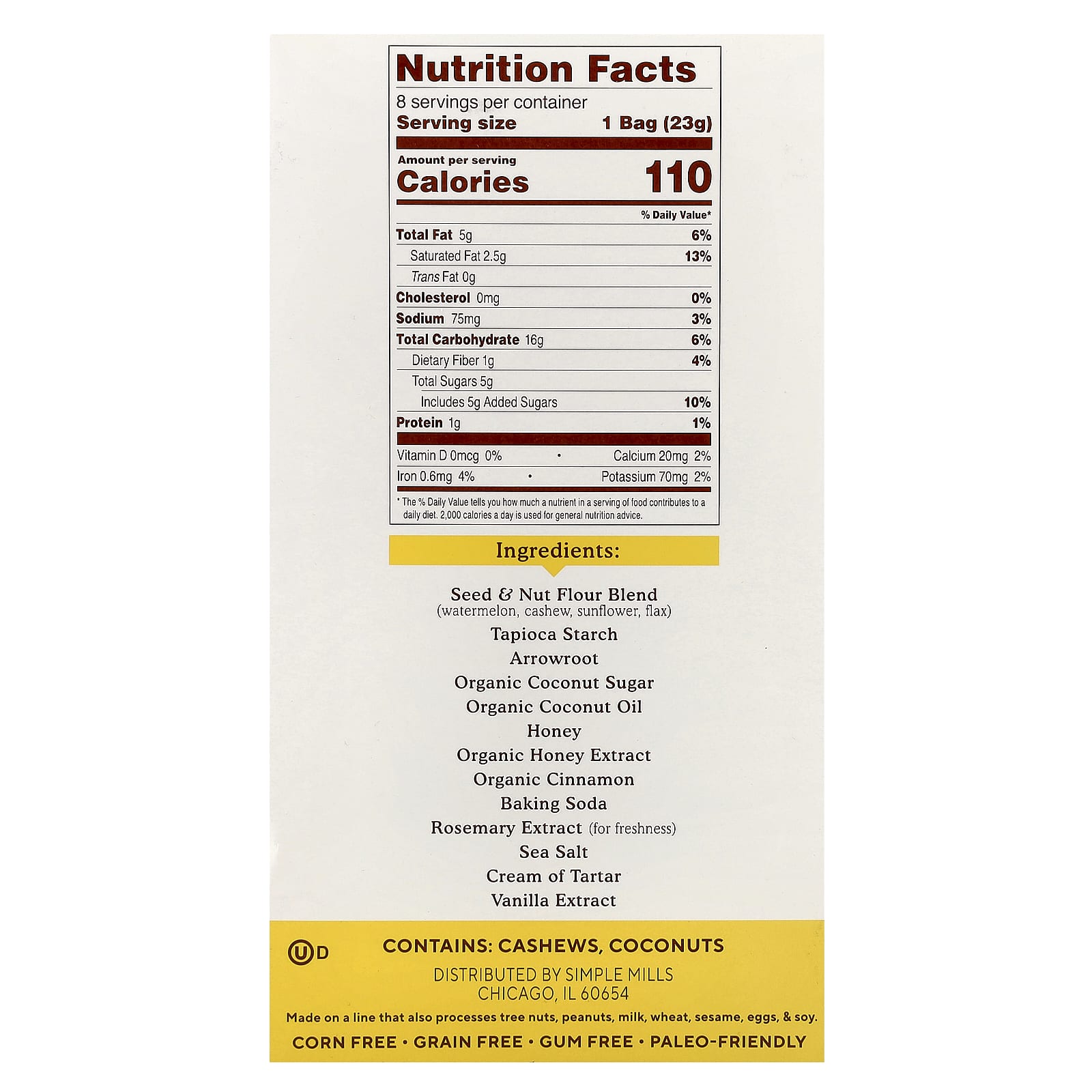 Simple Mills, Seed & Nut Flour, Sweet Thins®, Honey Cinnamon, 8 Packs, 0.8 oz (23 g) Each - Image 2