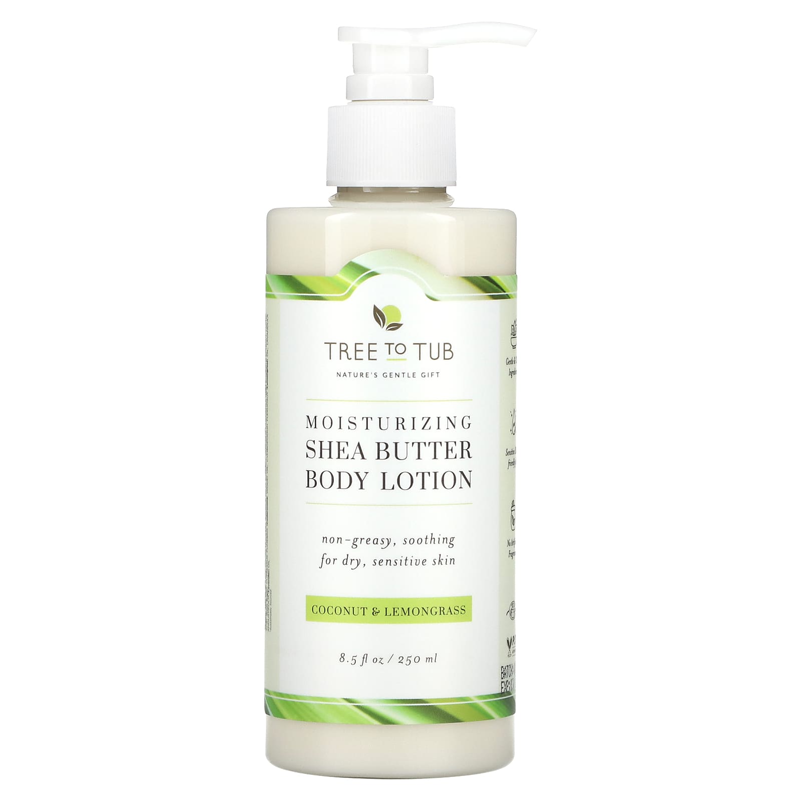Tree To Tub, Moisturizing Shea Butter Body Lotion, Coconut & Lemongrass, 8.5 fl oz (250 ml) - Image 1