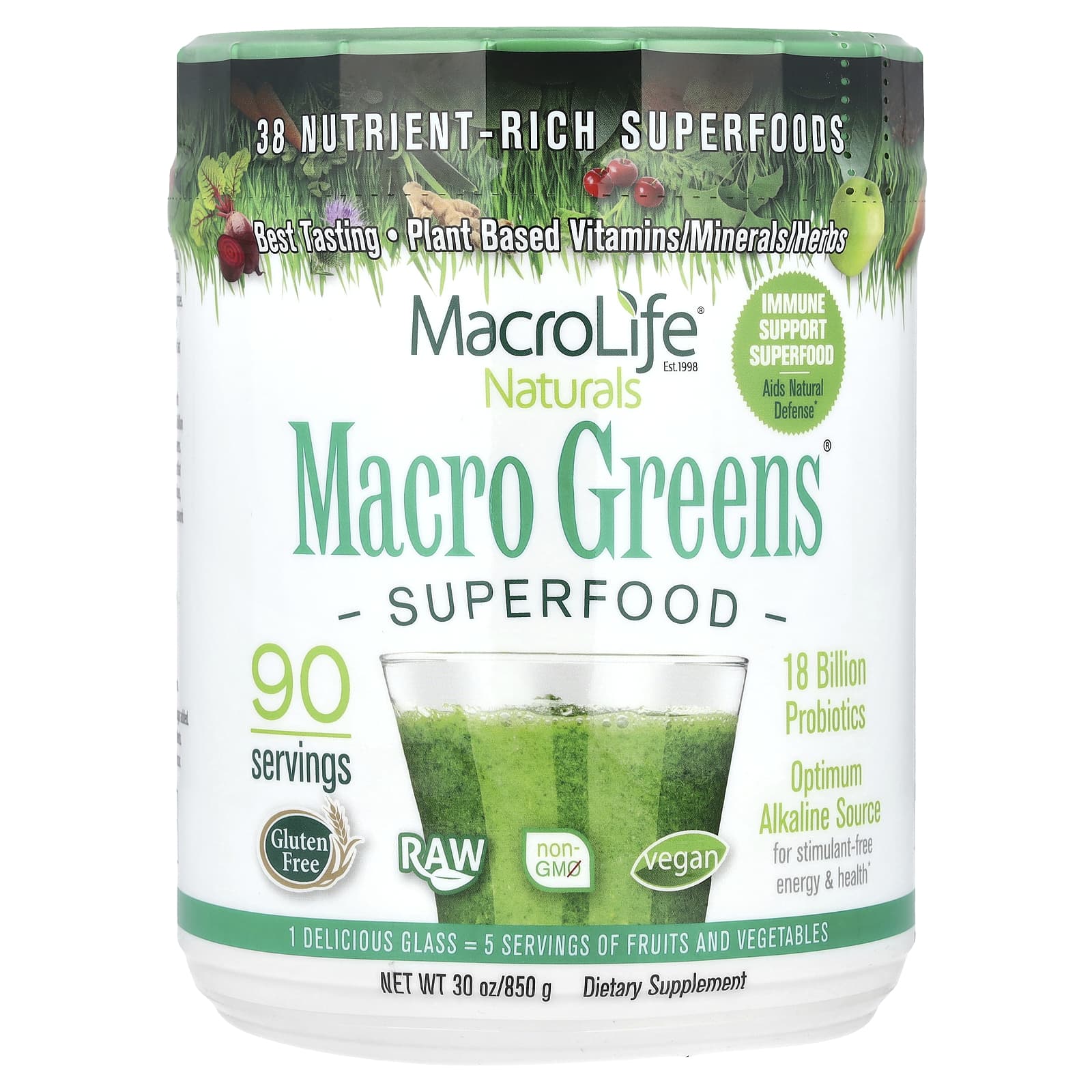 Macrolife Naturals, Macro Greens®, Superfood, 30 oz (850 g) - Image 1