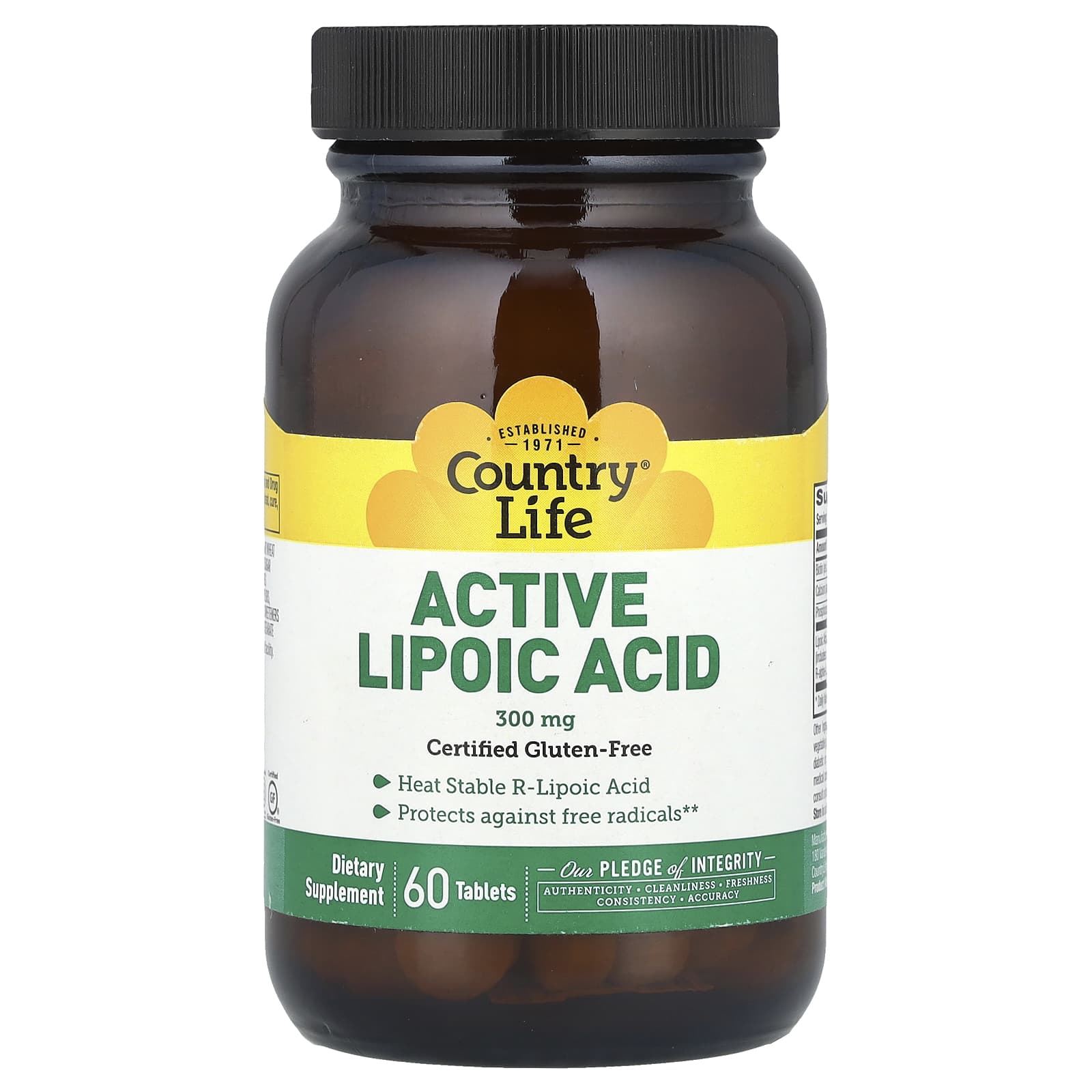 Country Life Active Lipoic Acid, 60 Tablets - Gluten-Free & Vegan - Image 1