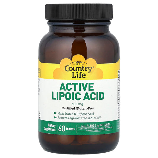 Country Life Active Lipoic Acid, 60 Tablets - Gluten-Free & Vegan - Image 1