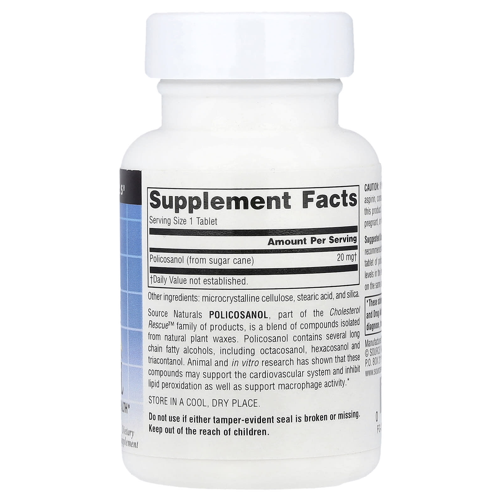 Source Naturals, Policosanol, 20 mg, 60 Tablets - Image 2