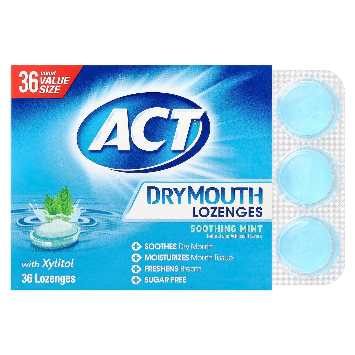 Act Dry Mouth Lozenges with Xylitol - Soothing Mint Relief - Image 1