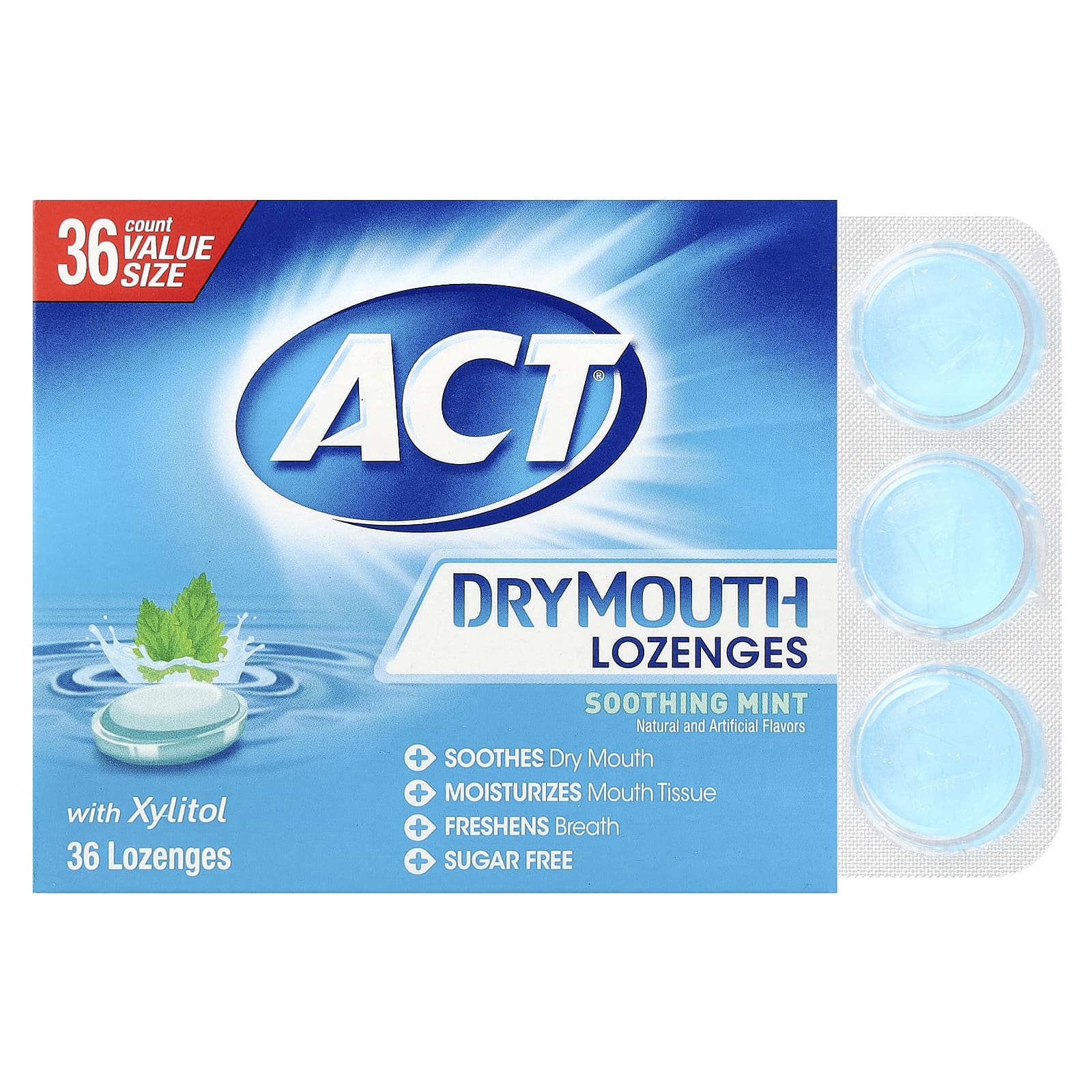 Act Dry Mouth Lozenges with Xylitol - Soothing Mint Relief - Image 1