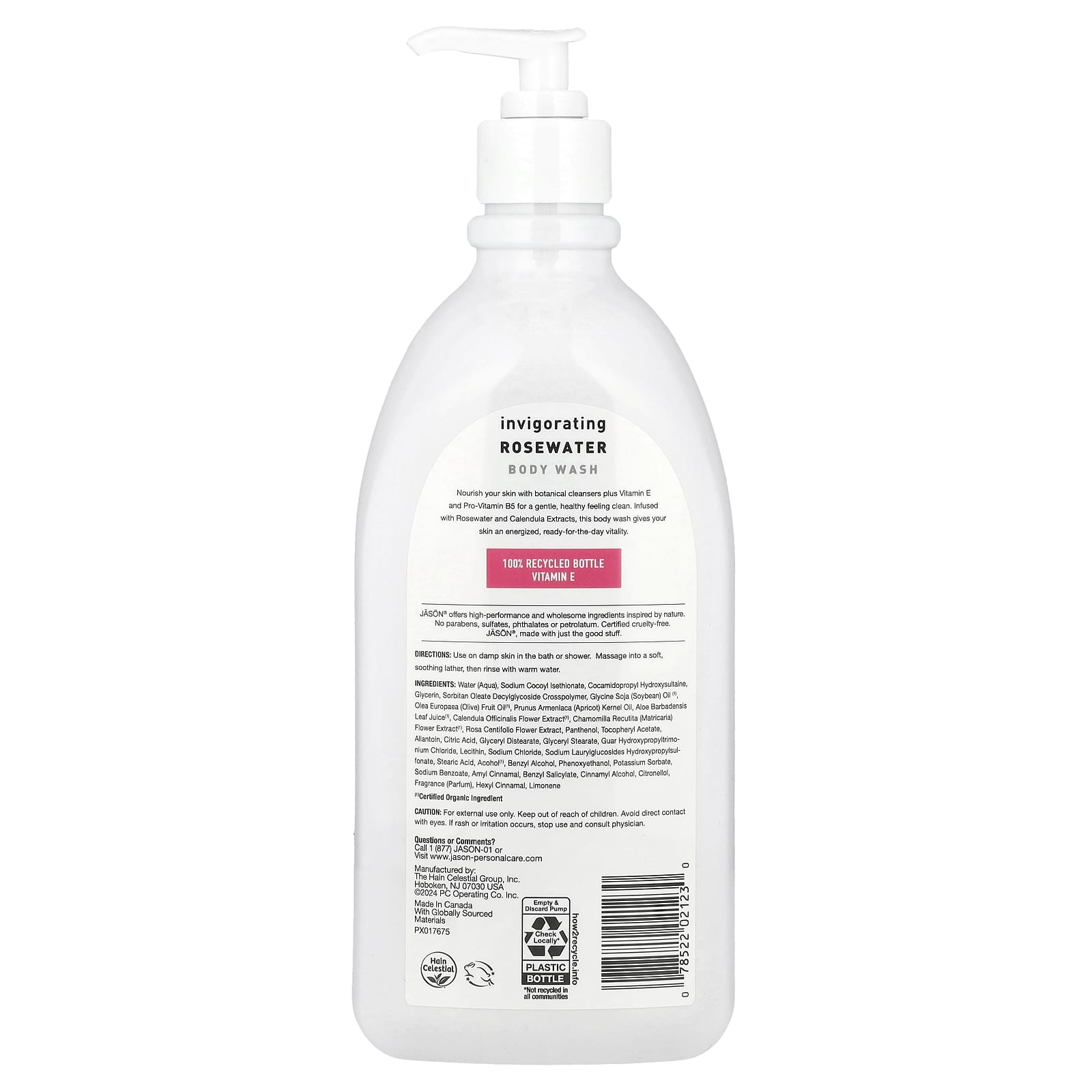 Jason Natural Invigorating Rosewater Body Wash, 30 fl oz, Cruelty-Free - Image 2