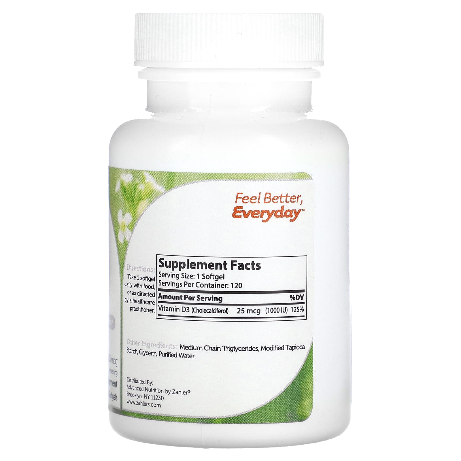 Zahler, Vitamin D3, Advanced D3 Formula, 25 mcg (1,000 IU), 120 Softgels - Image 2