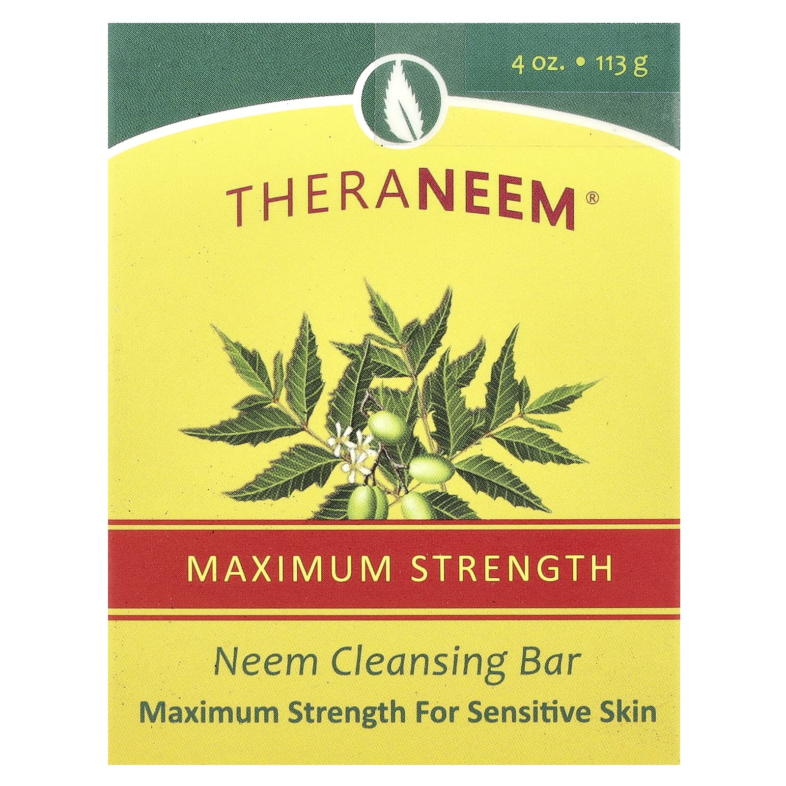 Organix South, TheraNeem®, Neem Cleansing Bar, Maximum Strength, For Sensitive Skin, 4 oz (113 g) - Image 1