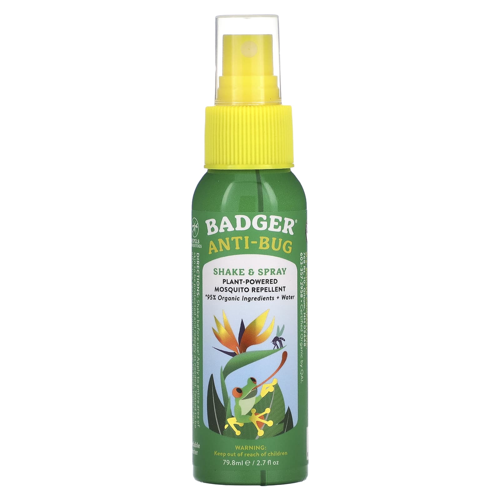 Badger DEET-Free Bug Spray, 2.7 fl oz - 95% Organic & Cruelty-Free - Image 1