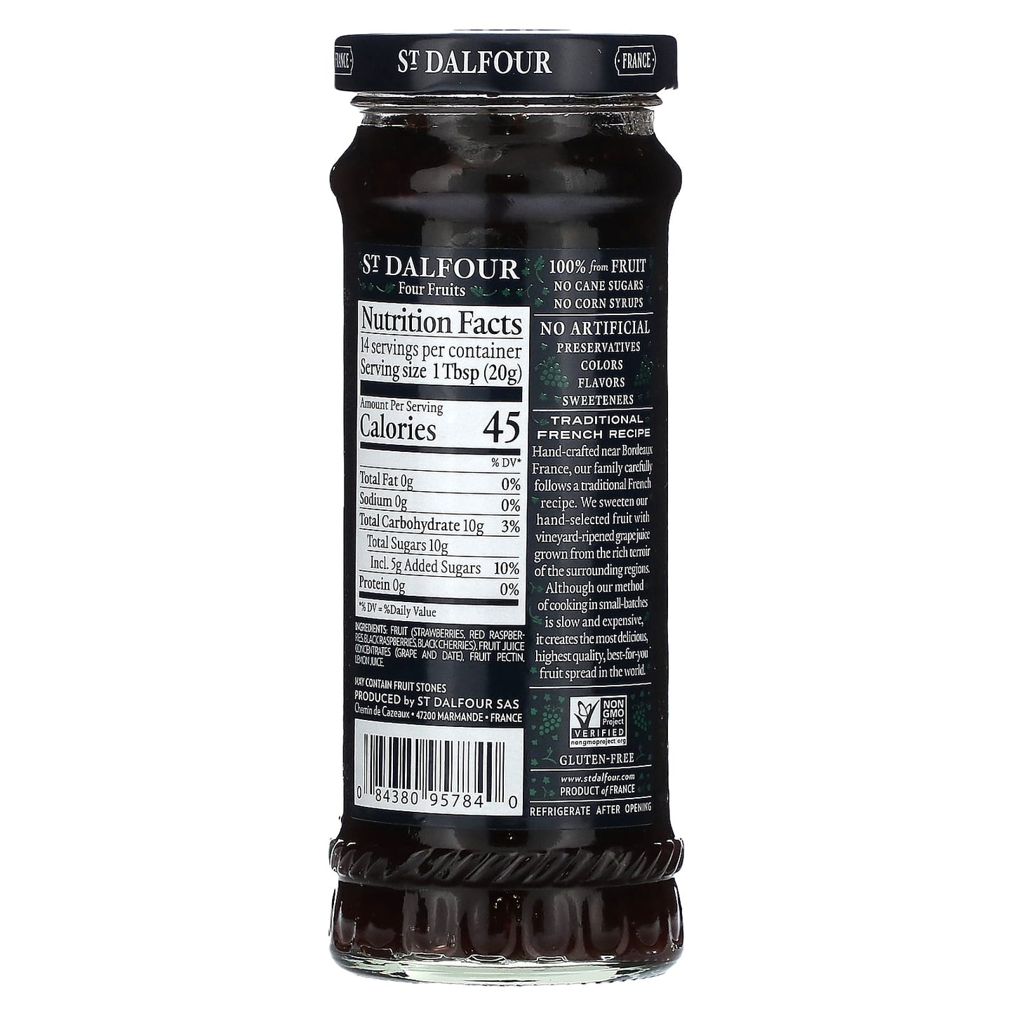 St. Dalfour, Four Fruits Fruit Spread, 10 oz (284 g) - Image 2
