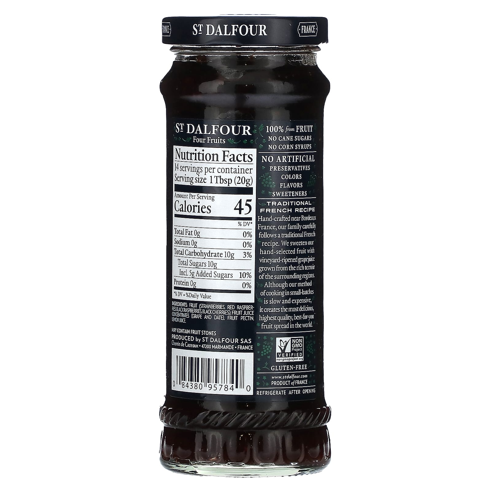 St. Dalfour, Four Fruits Fruit Spread, 10 oz (284 g) - Image 2