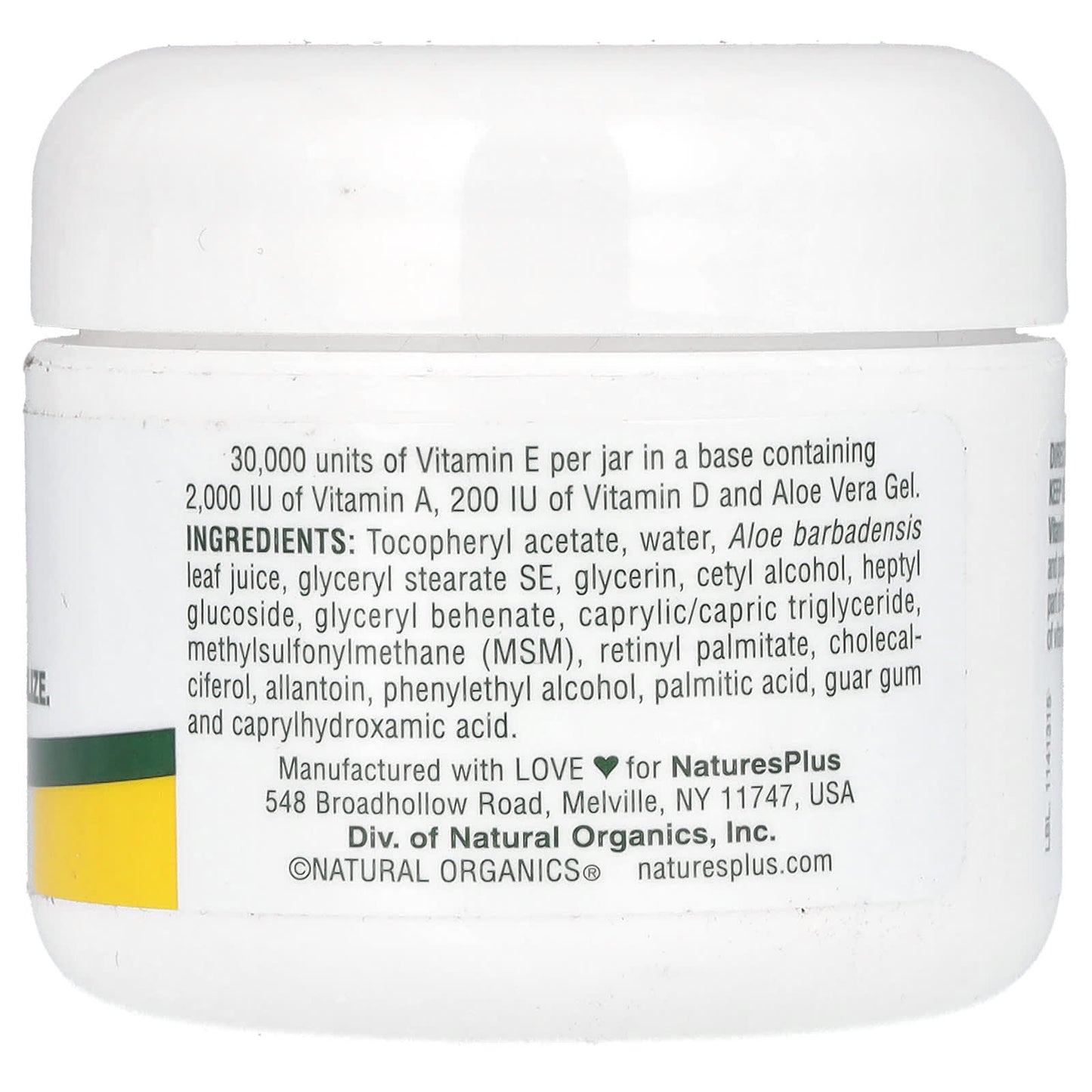 NaturesPlus, Vitamin E Cream With MSM, 30,000 IU, 2.2 oz (63 g) - Image 2