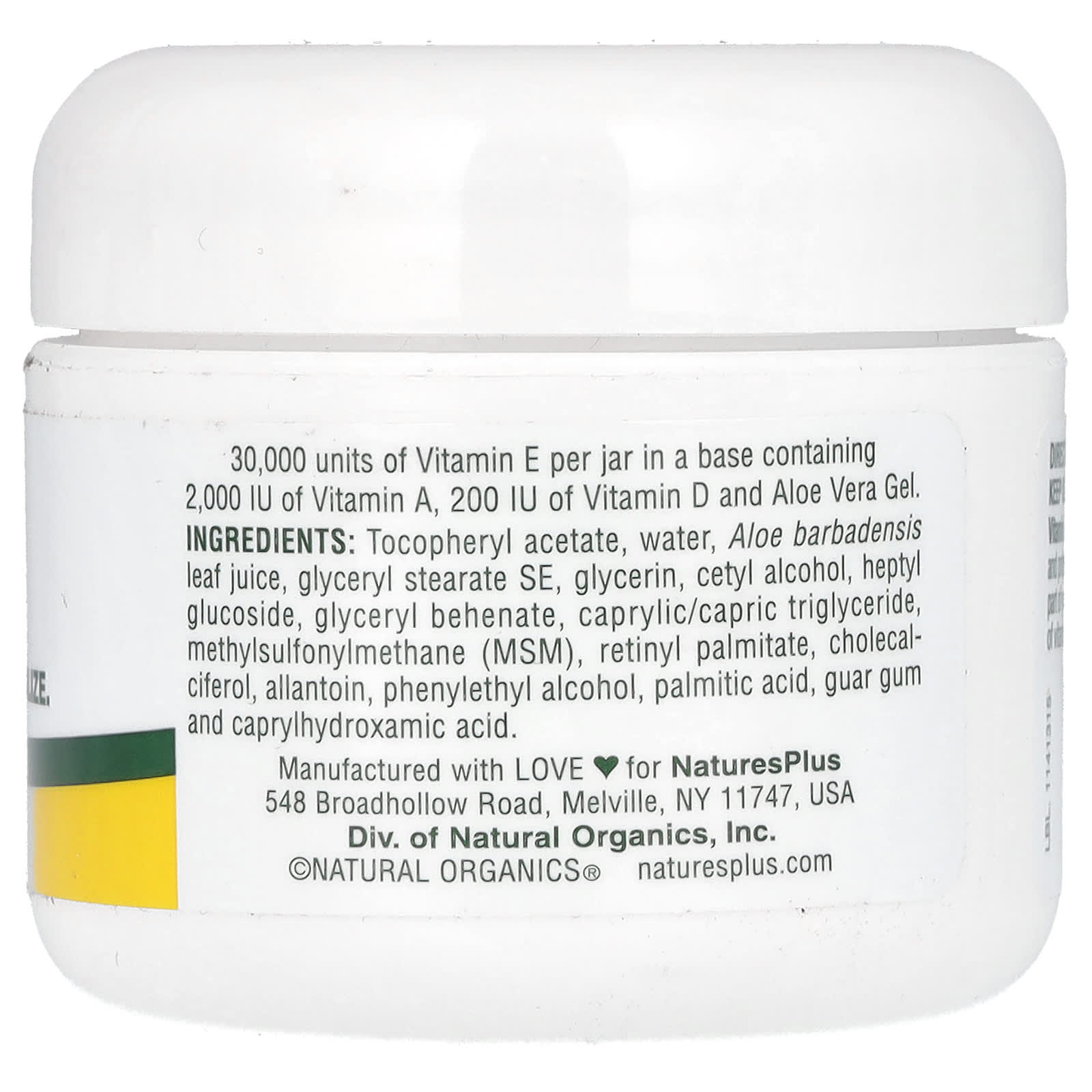 NaturesPlus, Vitamin E Cream With MSM, 30,000 IU, 2.2 oz (63 g) - Image 2