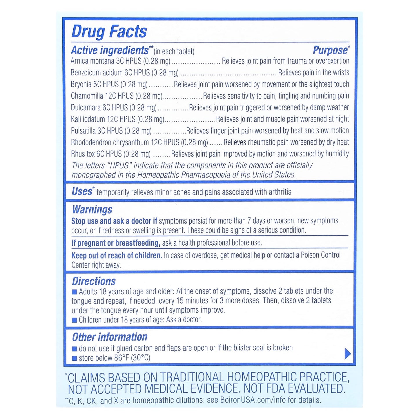 Boiron Arnicare Arthritis Relief Meltaway Tablets - 60 Count - Image 2
