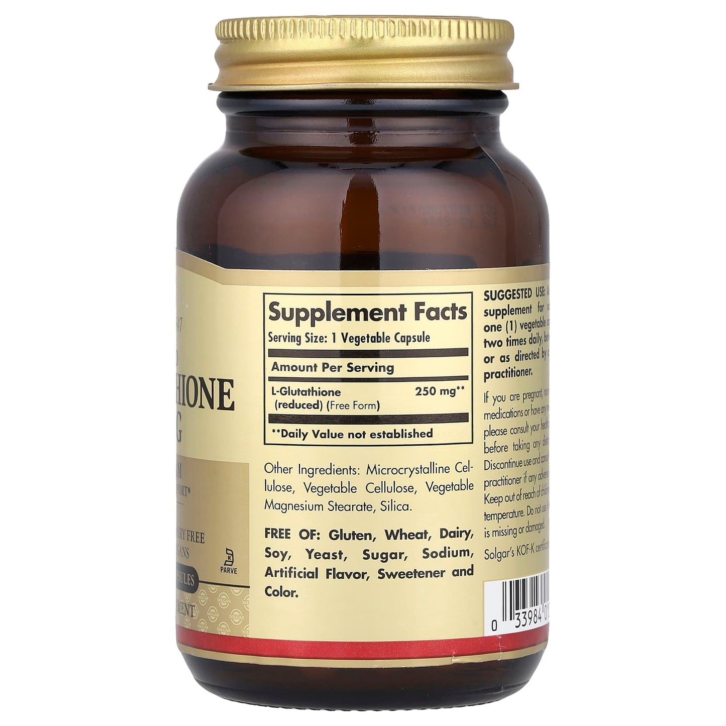 Solgar, Reduced L-Glutathione, 250 mg, 60 Vegetable Capsules - Image 2