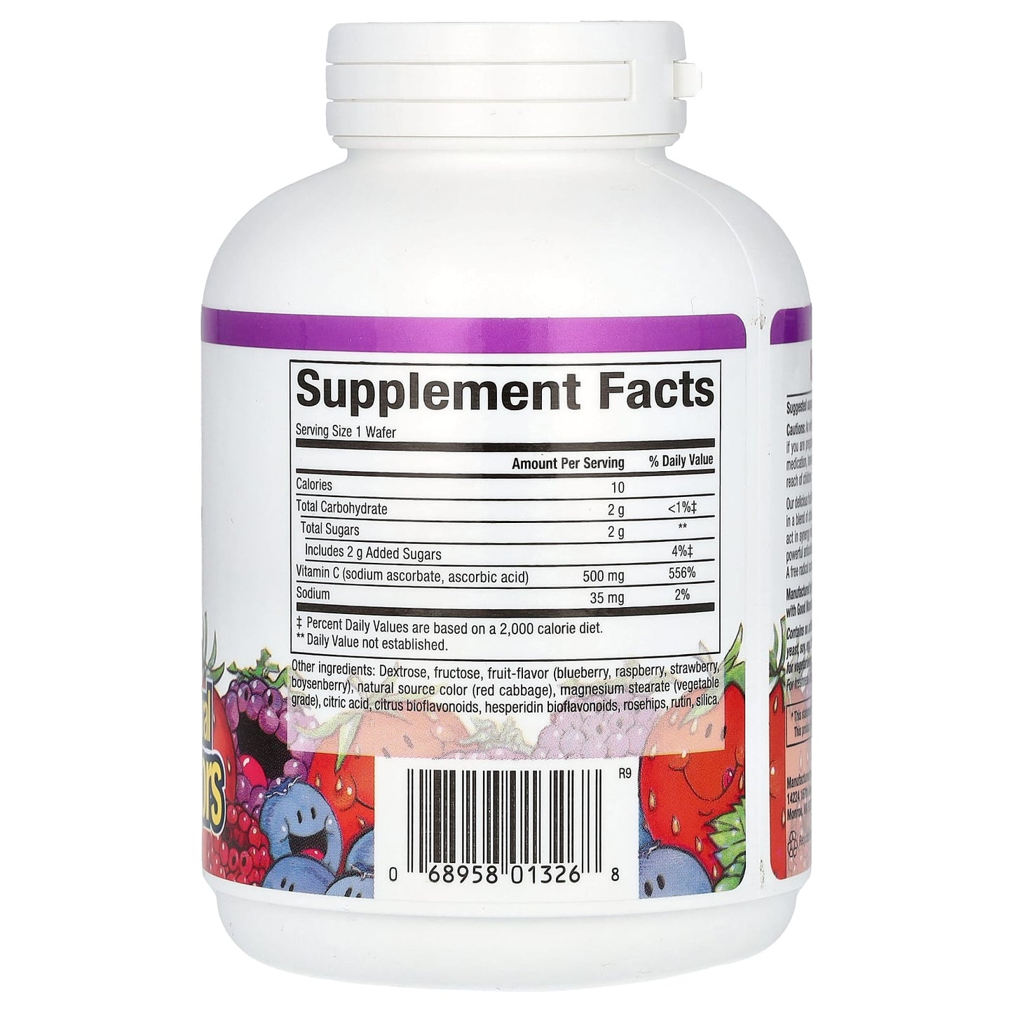 Natural Factors, Vitamin C Fruit-Flavor Chew, Blueberry, Raspberry and Boysenberry, 500 mg, 90 Chewable Wafers - Image 2