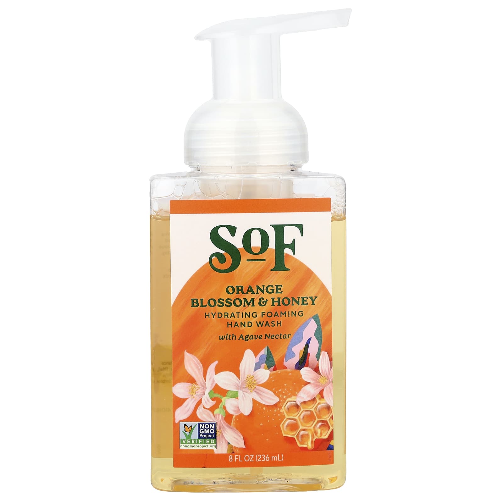 SoF, Hydrating Foaming Hand Wash with Agave Nectar, Orange Blossom & Honey, 8 fl oz (236 ml) - Image 1
