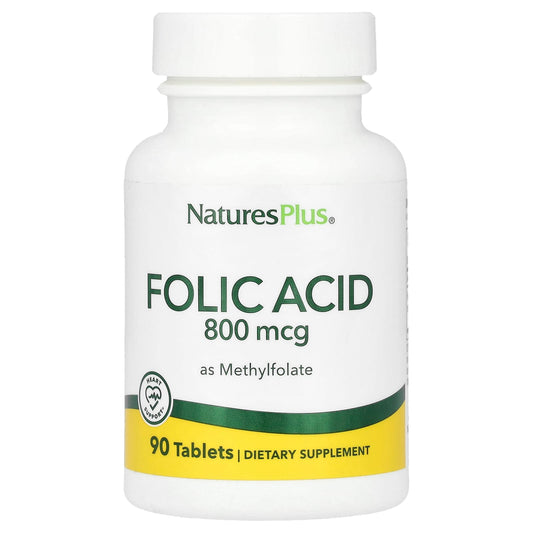 NaturesPlus, Folic Acid as Methylfolate , 800 mcg, 90 Tablets - Image 1