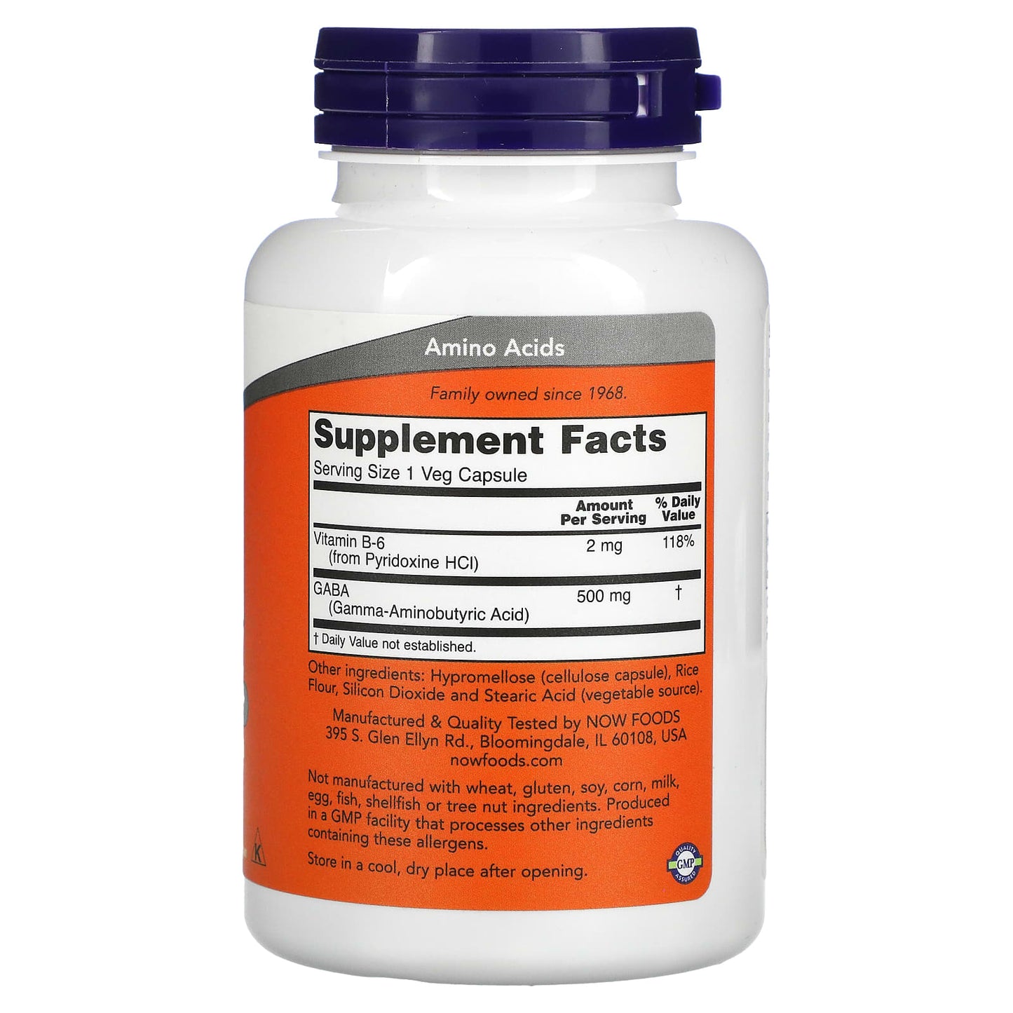 NOW Foods, GABA with Vitamin B-6, 500 mg, 100 Veg Capsules - Image 2