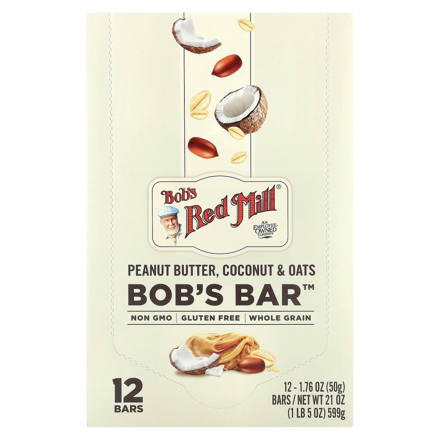 Bob's Red Mill Gluten-Free Peanut Butter Coconut & Oats Energy Bars, 12 Count - Image 1
